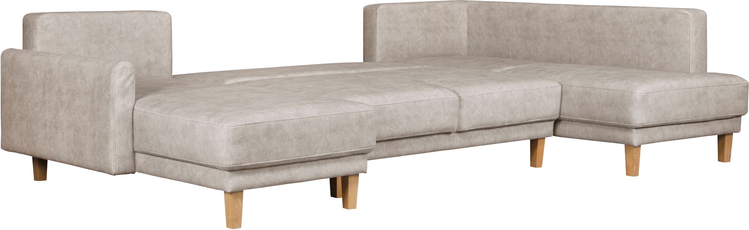 Home affaire Wohnlandschaft »TRIPLO U-Form wahlweise mit Schlaffunktion, B/T/H: 310/192/90 cm«, Schlafsofa, auch mit Bettkasten, Steppung im Rückenkissen