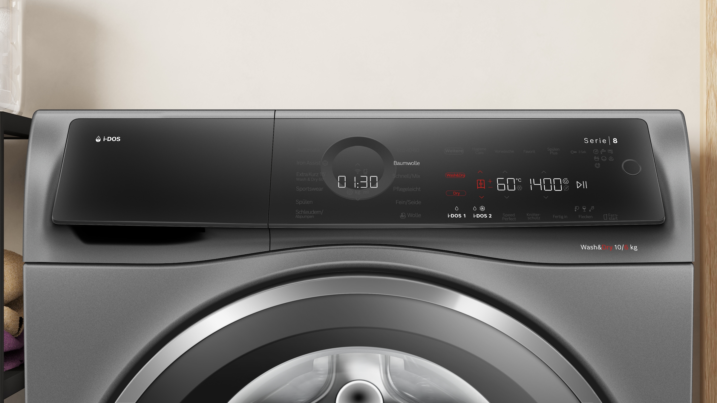 BOSCH Waschtrockner »WNC254AS0«, Serie 8, i-DOS dosiert exakt die benötigte Wasser- und Waschmittelmenge