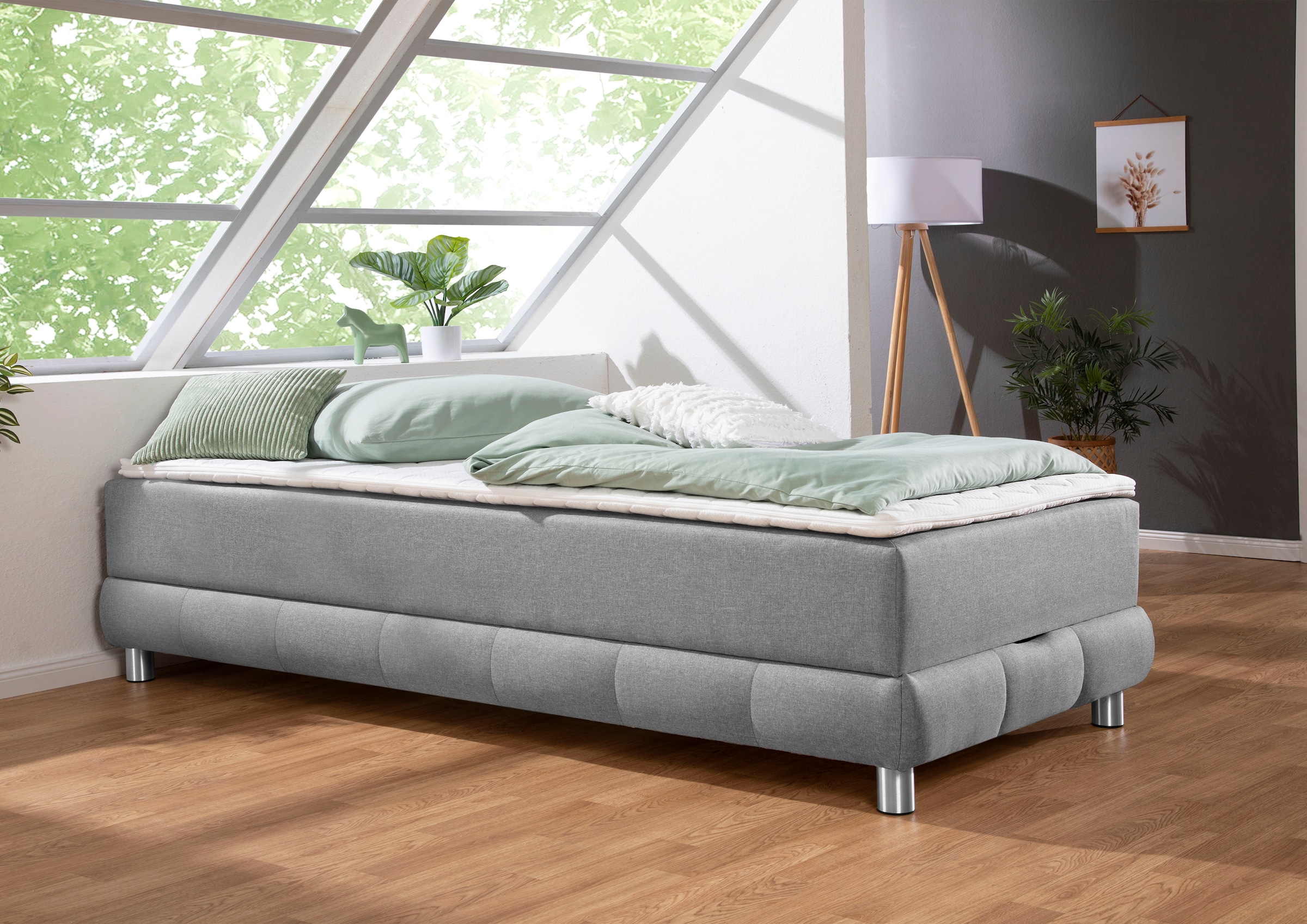 Home affaire Boxspringbett "Vaasa" für Dachschrägen geeignet, inkl. Bettkasten und Topper