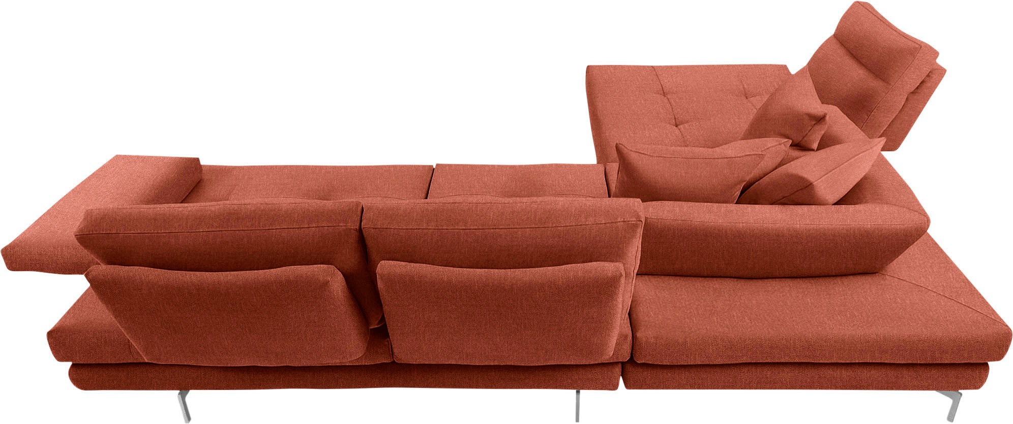 CALIA ITALIA Ecksofa »Toby Wing, L-Form, Designsofa mit sensationellem Sitzkomfort«, Sitztiefenverstell.,wahlw. mit Kissen-Set, Füße chrom glänzend