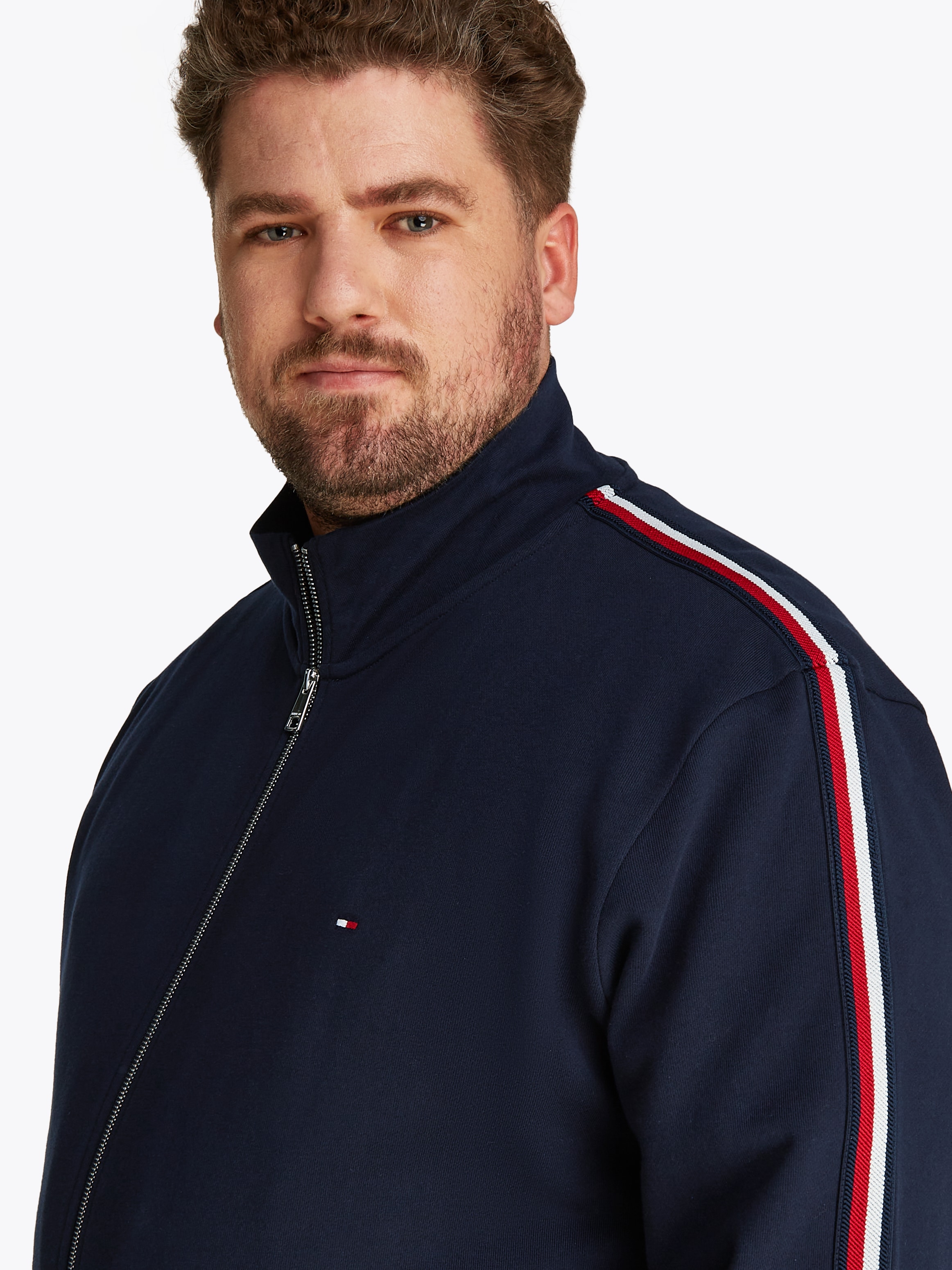Tommy Hilfiger Big & Tall Sweatjacke »BT-GLOBAL STRIPE STAND COLLAR-B«, Große Größen
