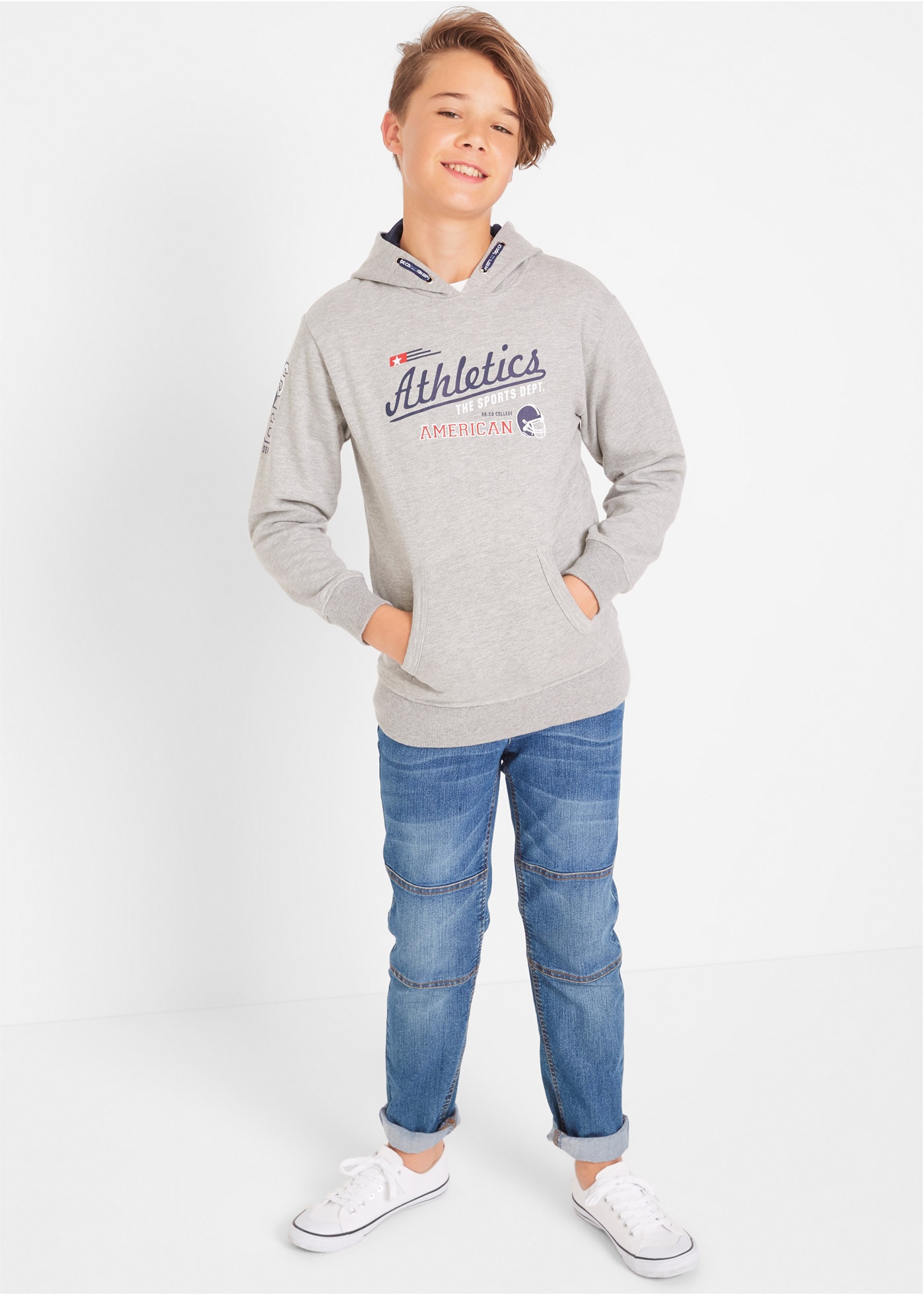 bonprix Regular-fit-Jeans robuste Verarbeitung an Kniepartie und Beinenden, 5-Pocket-Look