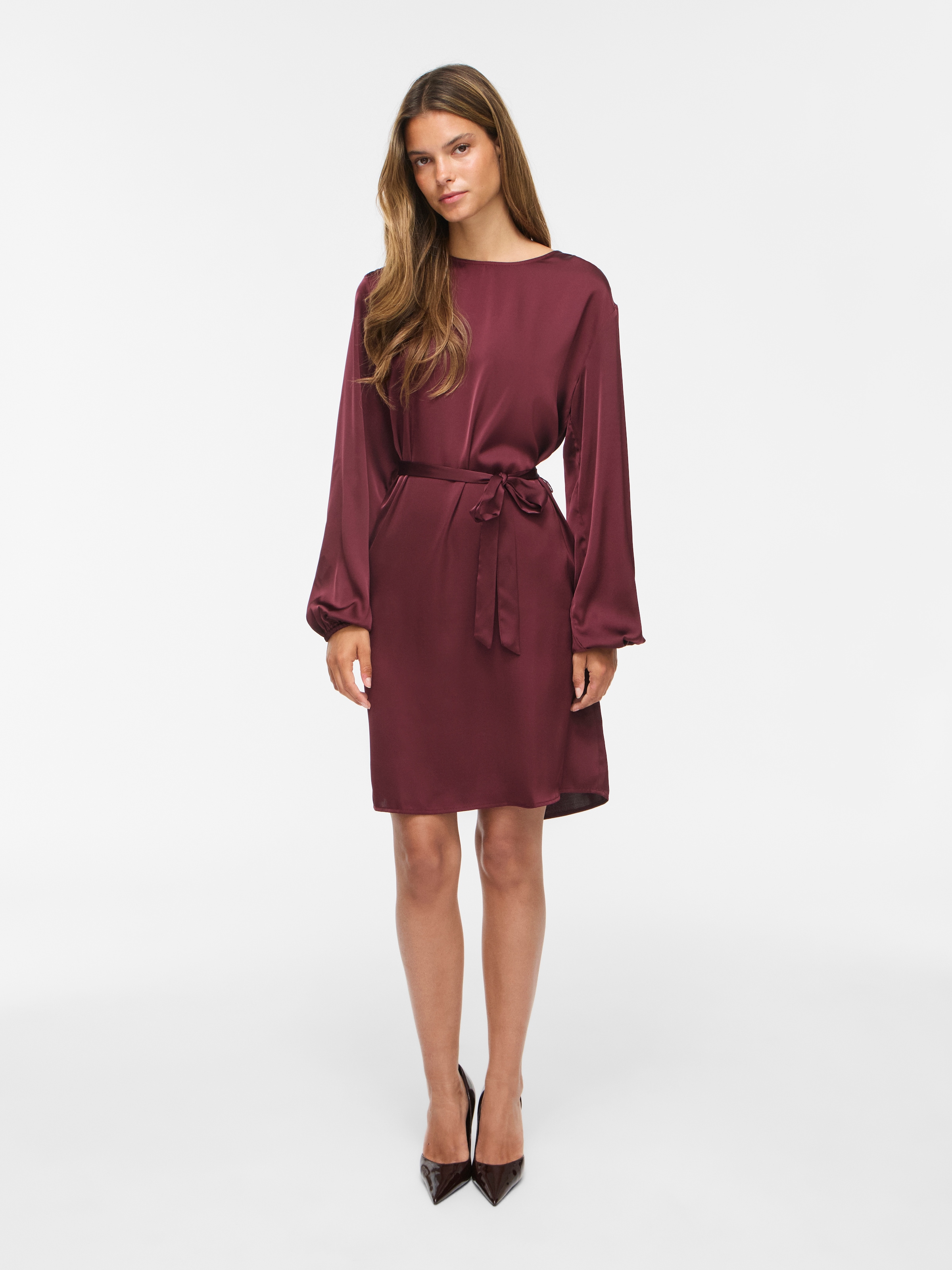 Vila Minikleid »VIENNA RAVENNA L/S O-NECK DRESS - NOOS« Kunstfaser