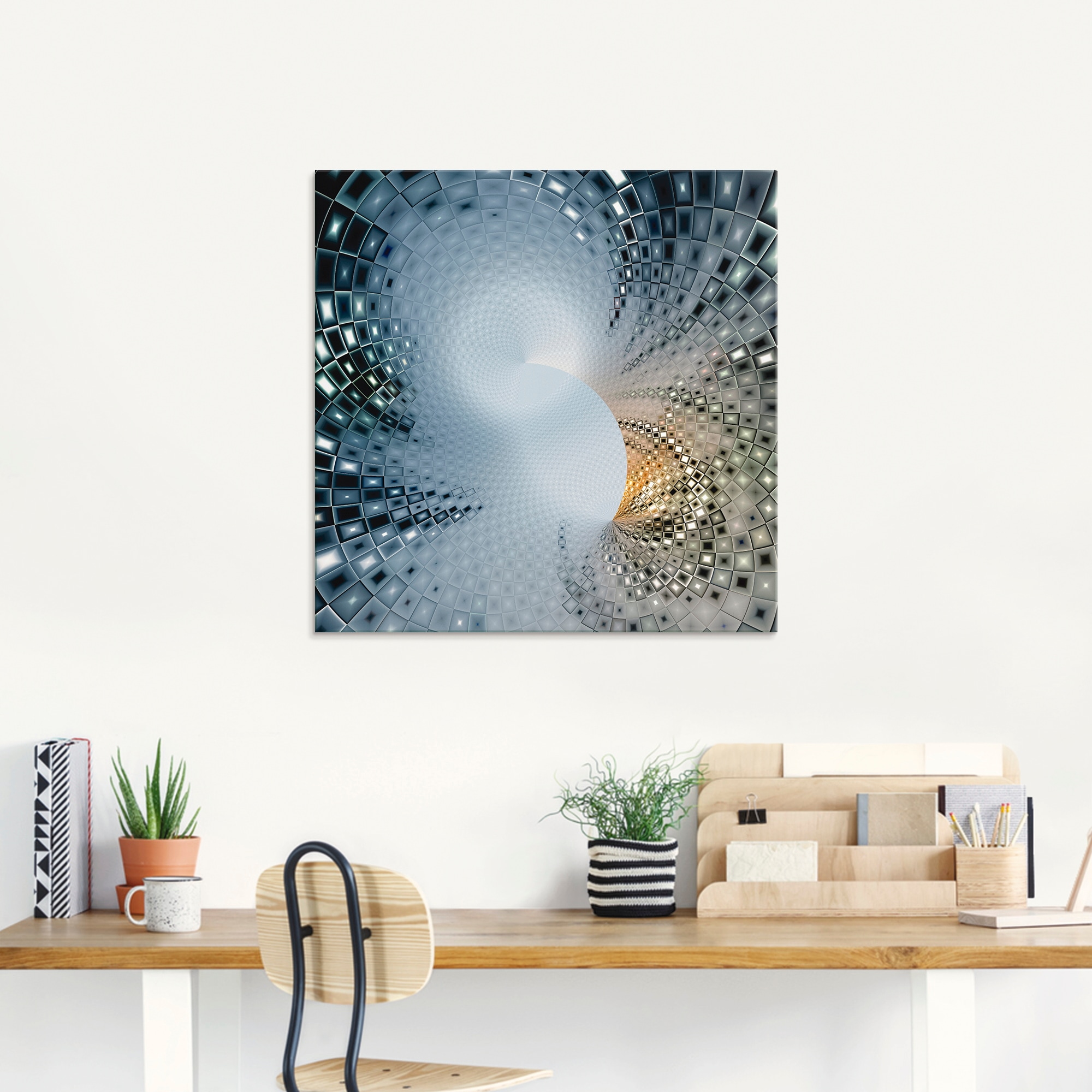 Artland Glasbild »Abstraktes in blau & Gold«, Muster, (1 St.), in verschiedenen Größen
