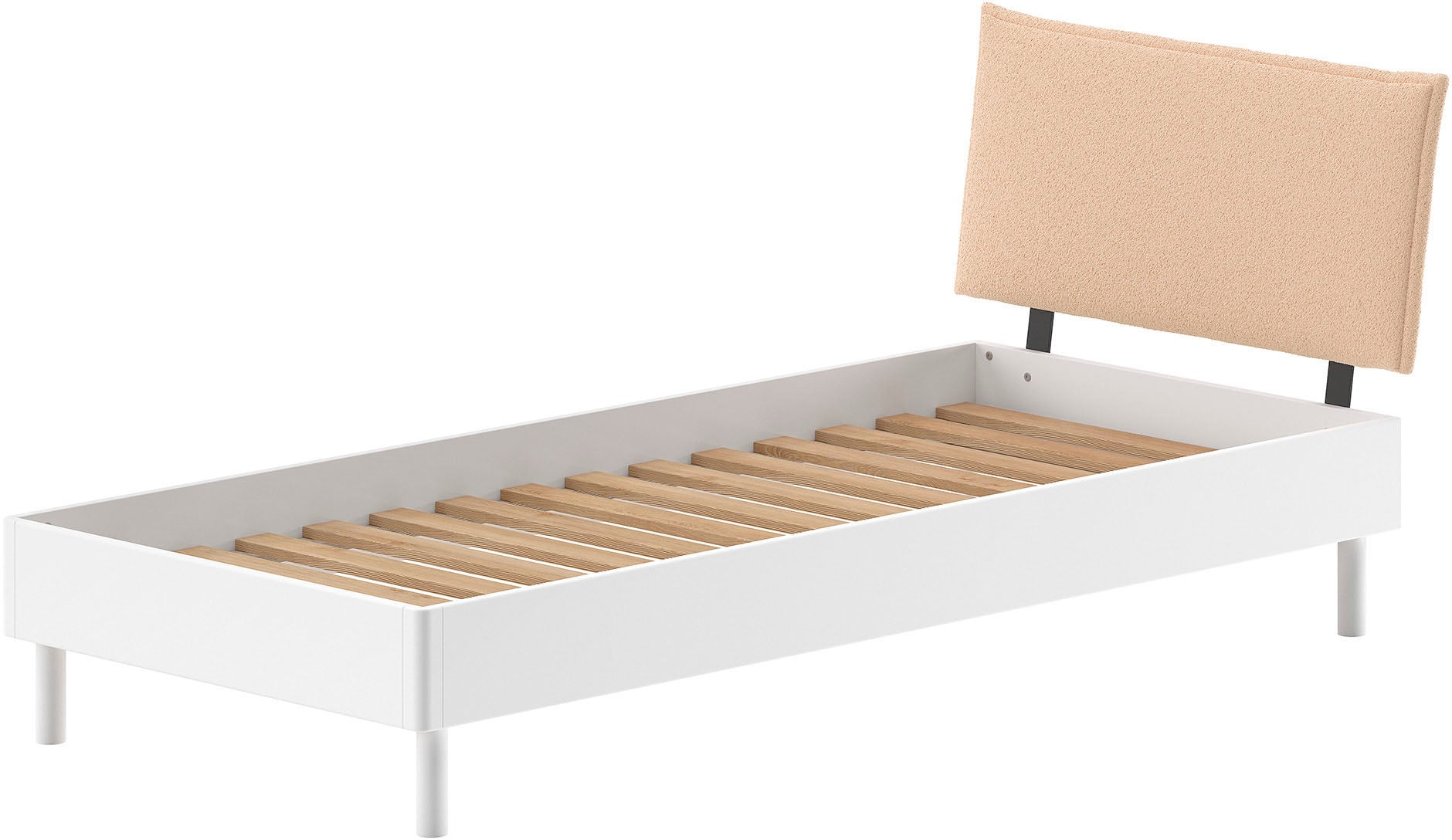 Home affaire Einzelbett »Forrest, mit oder ohne Polsterkopfteil, in modernem Design«, (Liegefläche 90x200 cm inkl. Massivholz Rolllattenrost), wahlweise in Buche oder Eiche massiv, stabil und hochwertig gebaut