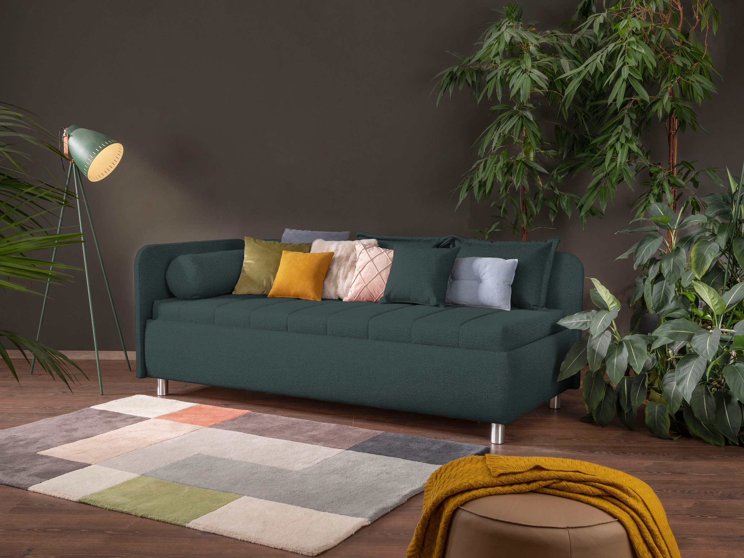 alina Schlafsofa »Kiana«, mit Bettkasten und Zierkissen, Liegefläche 90/200 cm oder 100/200 cm