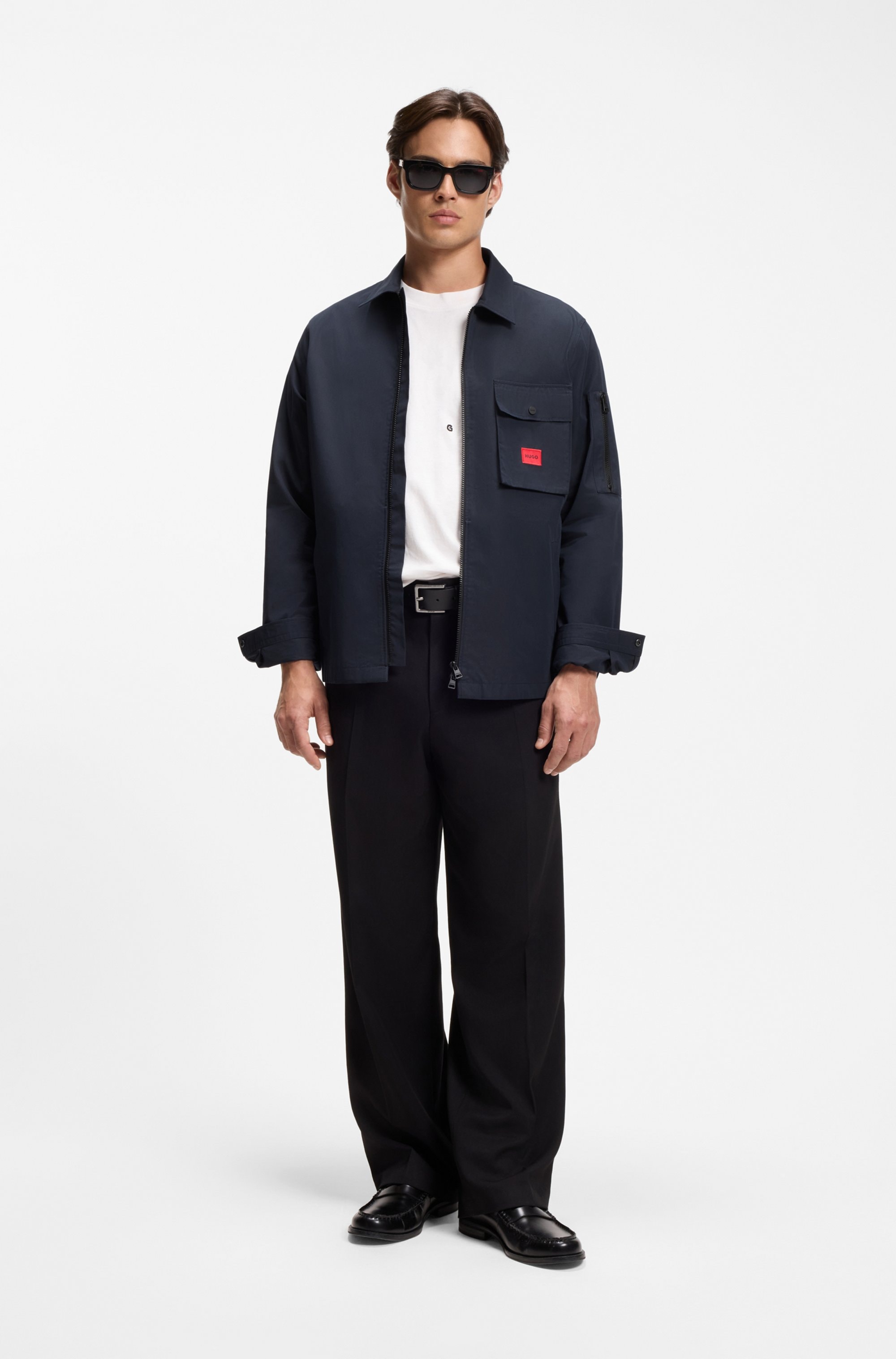 HUGO Langarmhemd »Emmond« Oversize Fit, 2-Wege-Zipper, Baumwoll-Mix