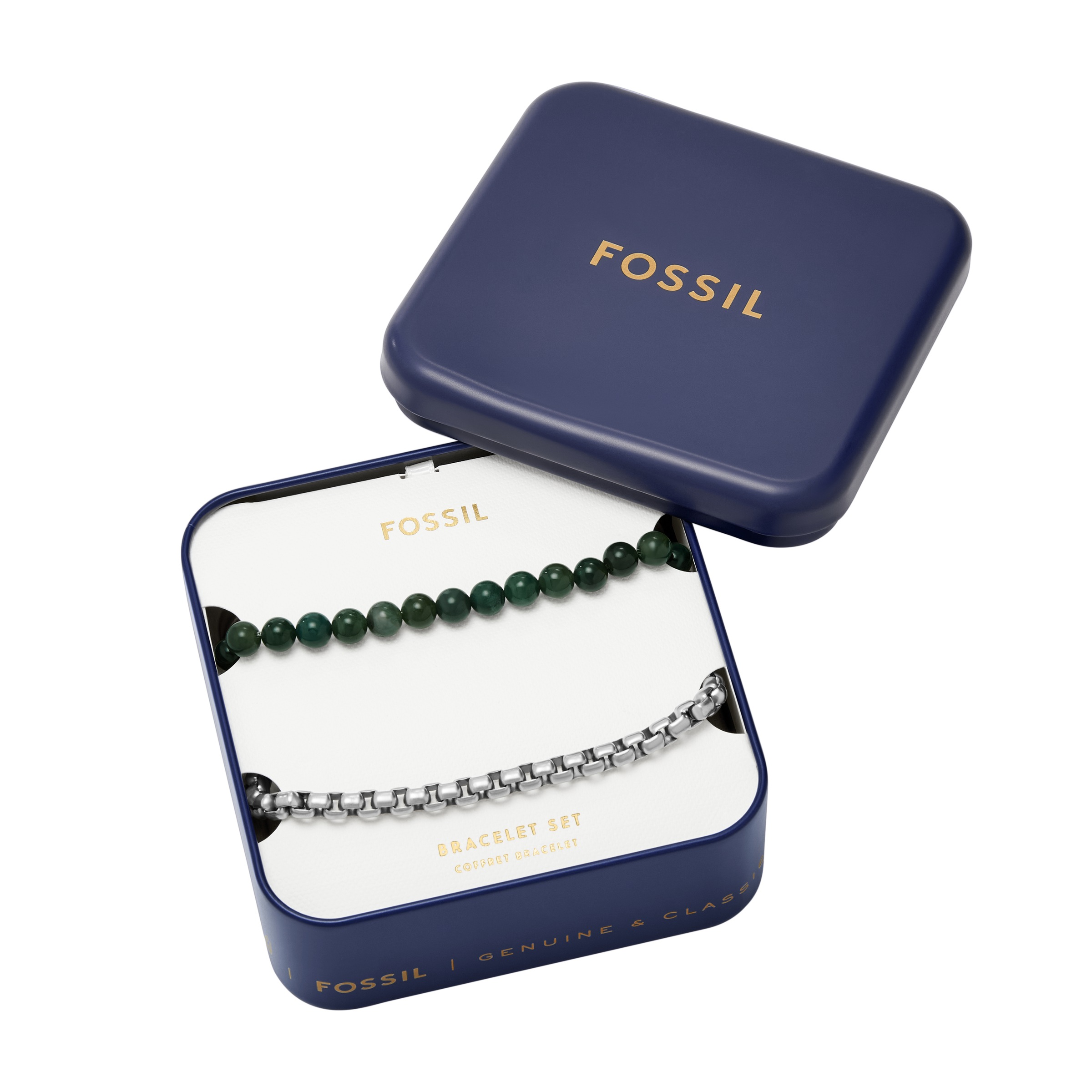 Fossil Armband Set »Schmuck Geschenk Edelstahl Armschmuck JEWELRY« mit Achat
