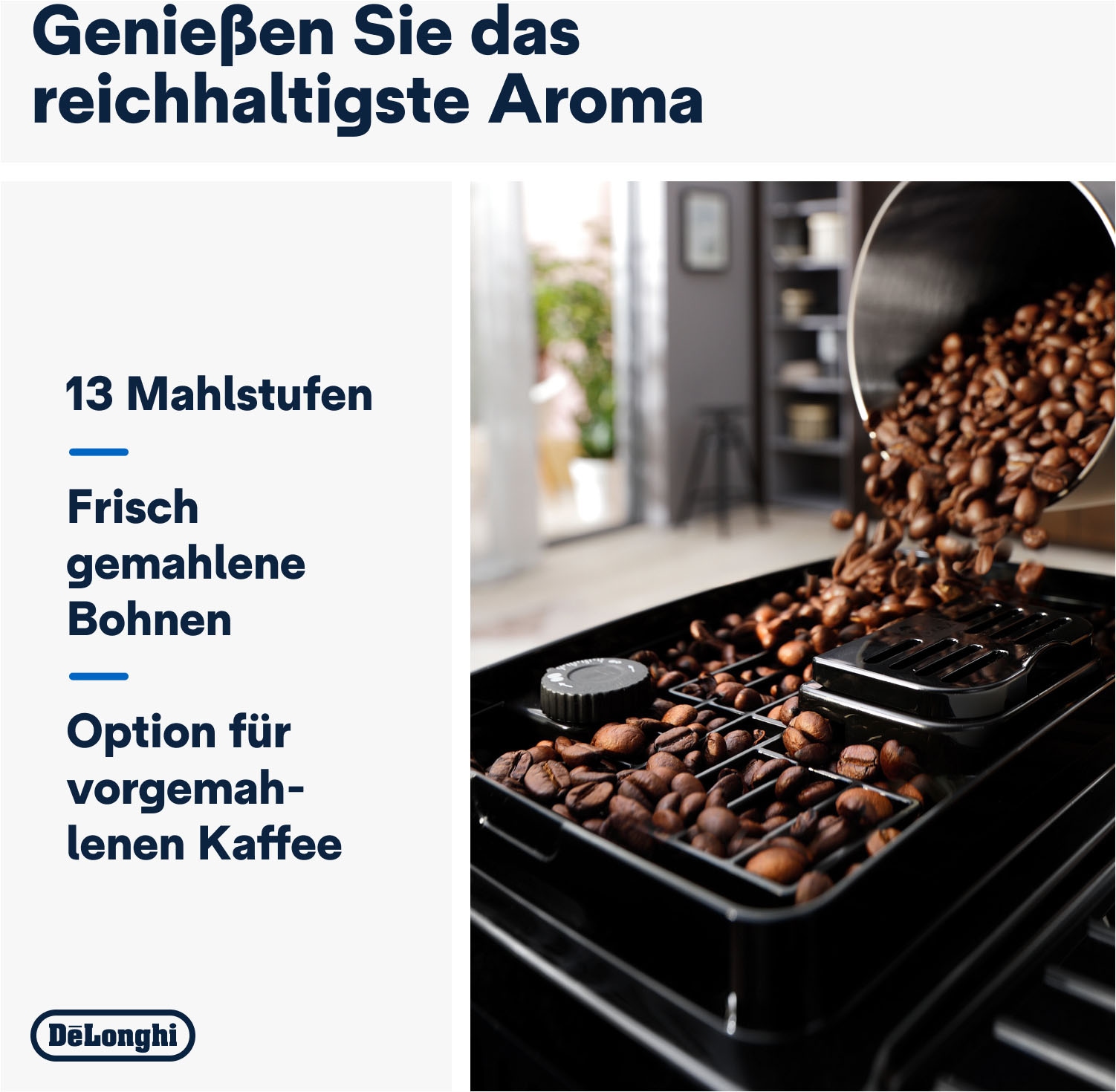 De'Longhi Kaffeevollautomat »Magnifica Start Milk ECAM220.80.SB«, intuitives Bedienfeld mit Soft-Touch-Symbolen, silber-schwarz