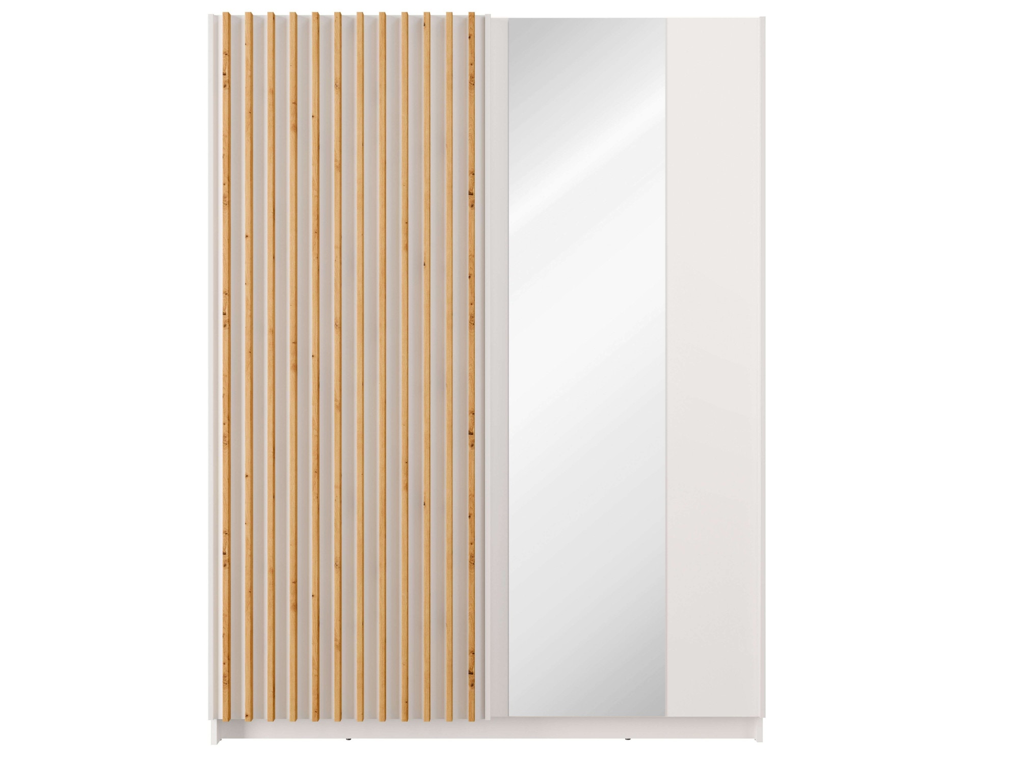 INOSIGN Kleiderschrank »Kleiderschrank Camden mit Spiegel, 4 Einlegeböden und Kleiderstange«, Garderobe mit 2 Schwebetüren und Lamellen, BxHxT 150,5x198,5x61,6 cm