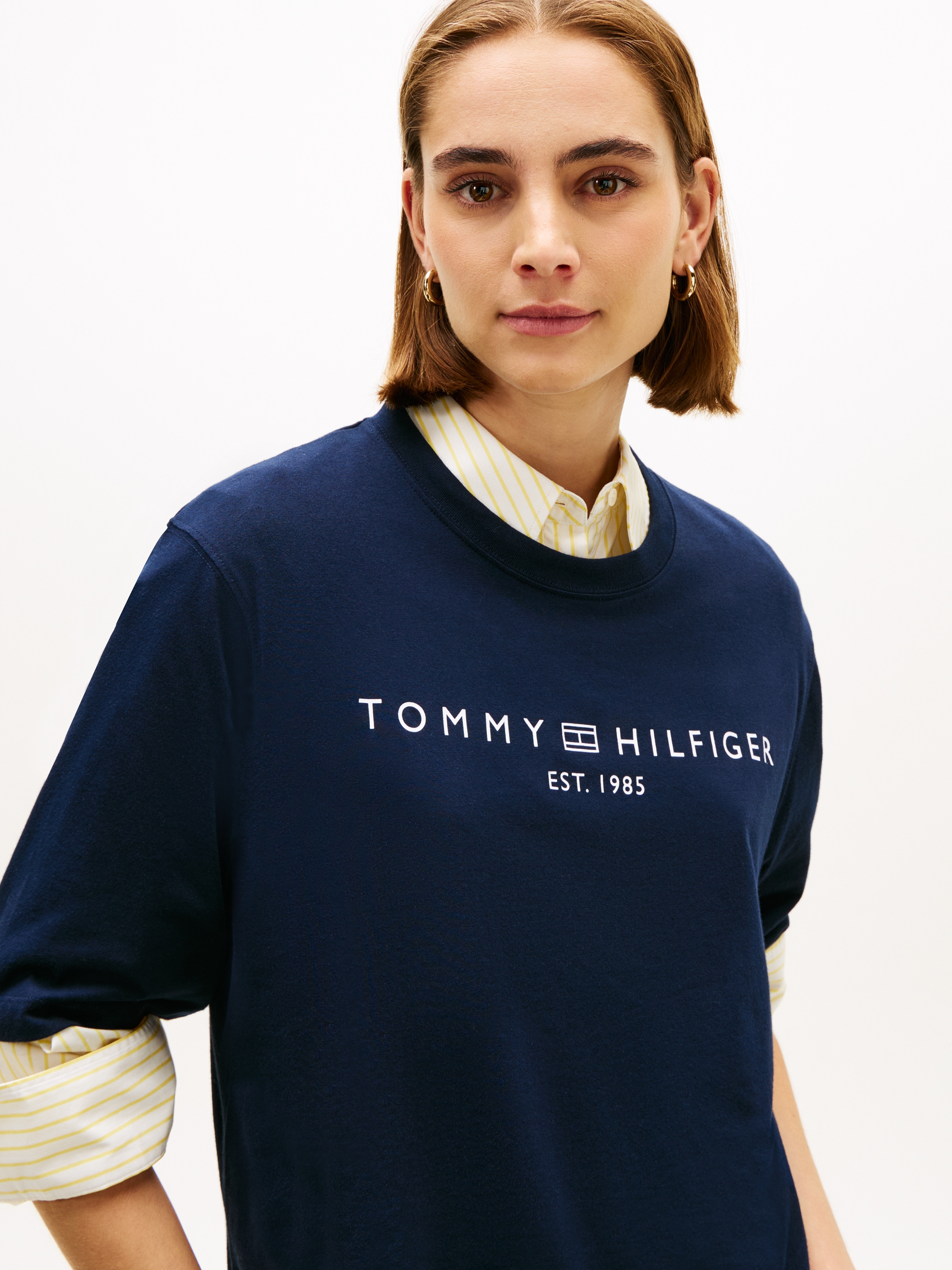 Tommy Hilfiger Langarmshirt »CORP LOGO TRAPEZE C-NK TEE«