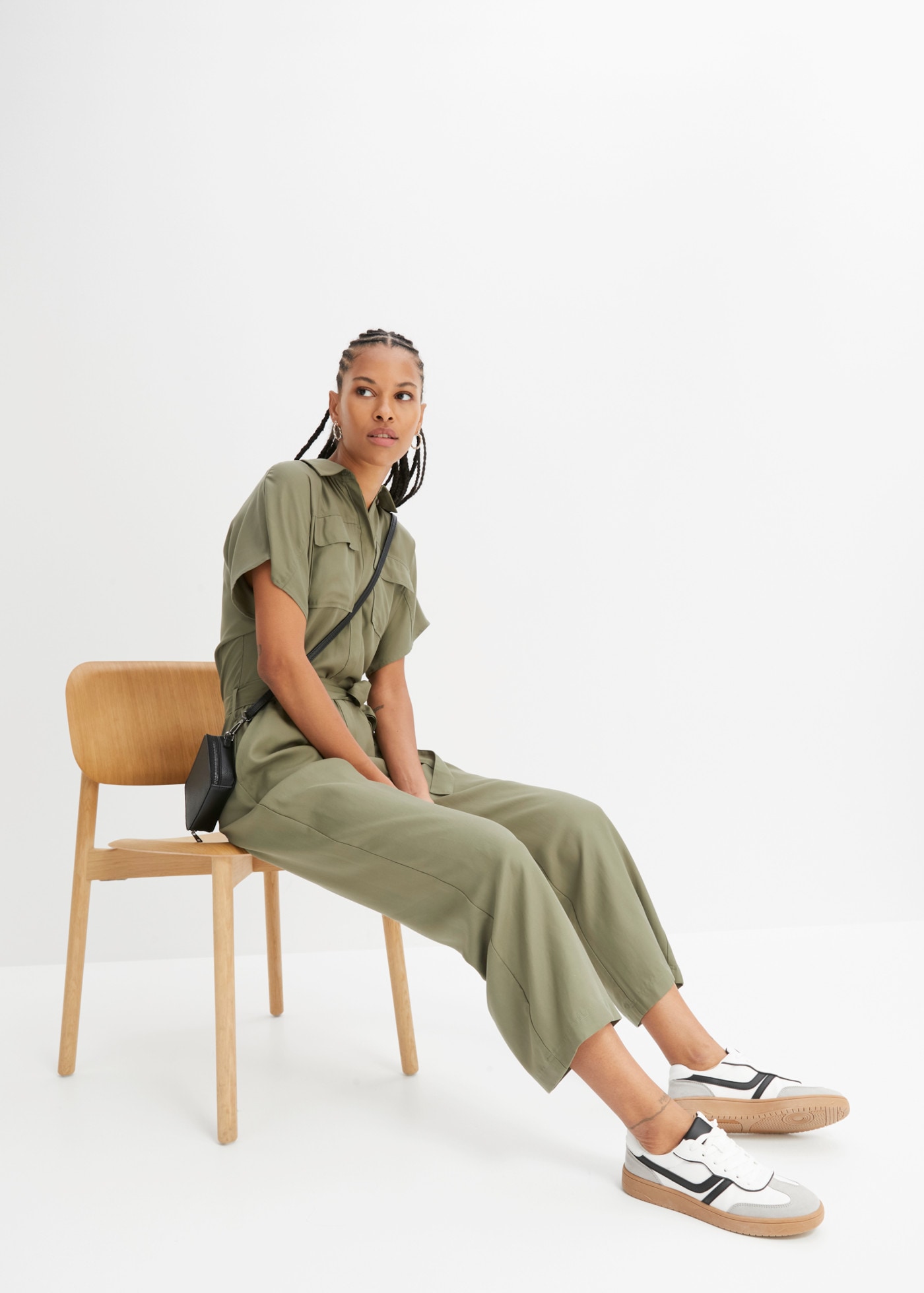 bonprix Jumpsuit aus Lyocell, mit Hemdblusenkragen