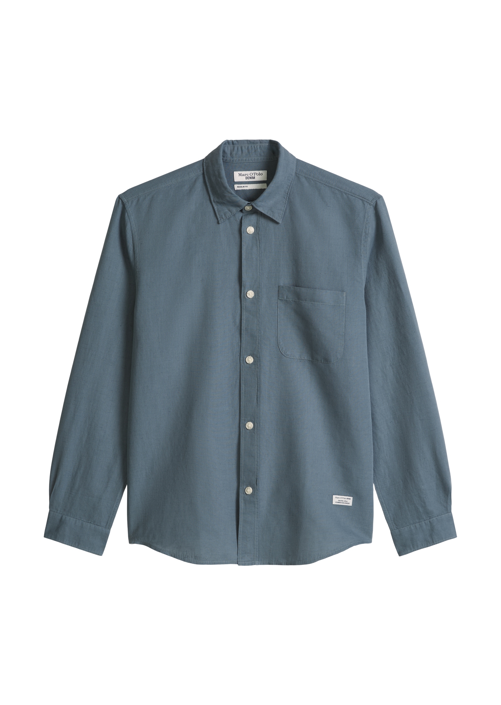Marc O'Polo DENIM Langarmhemd regular fit aus Leinen und Bio-Baumwolle, Kentkragen