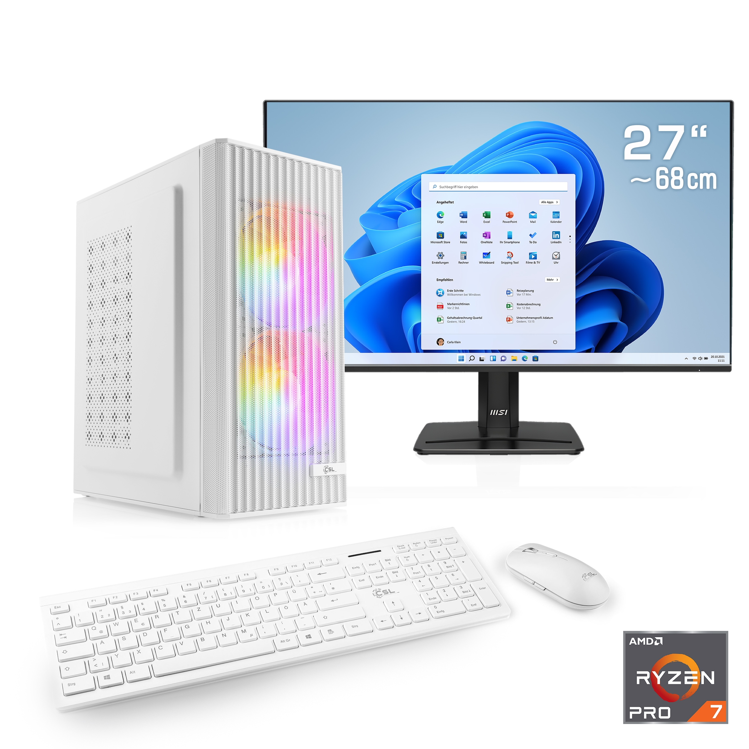 CSL PC-Komplettsystem »Spectrum V25271W« 27 ″ AMD 16 GB RAM 500 GB SSD