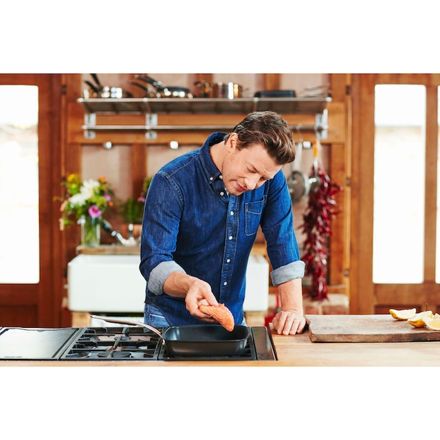 Tefal Grillpfanne »Jamie Oliver by Tefal E24541 Cooks Classic«,  Aluminiumguss, (1 tlg.), Thermo-Signal, für alle Herdarten inkl. Induktion, 23x27  cm online kaufen | mit 3 Jahren XXL Garantie