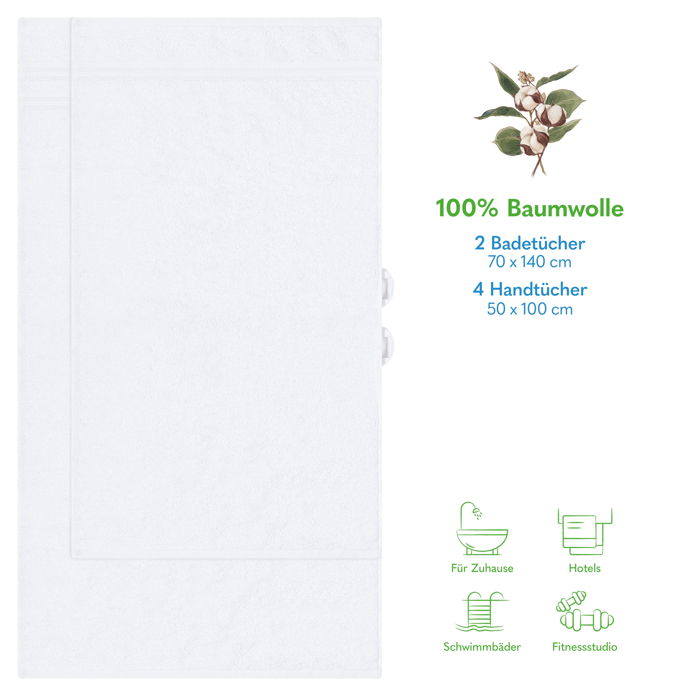 HAMMETEX Handtuch Set »6-teiliges Handtuch Set, 100% Baumwolle, Weich & Saugstark«, Set, 6 tlg., Frottier, mit Bordüre, einfarbig, weich