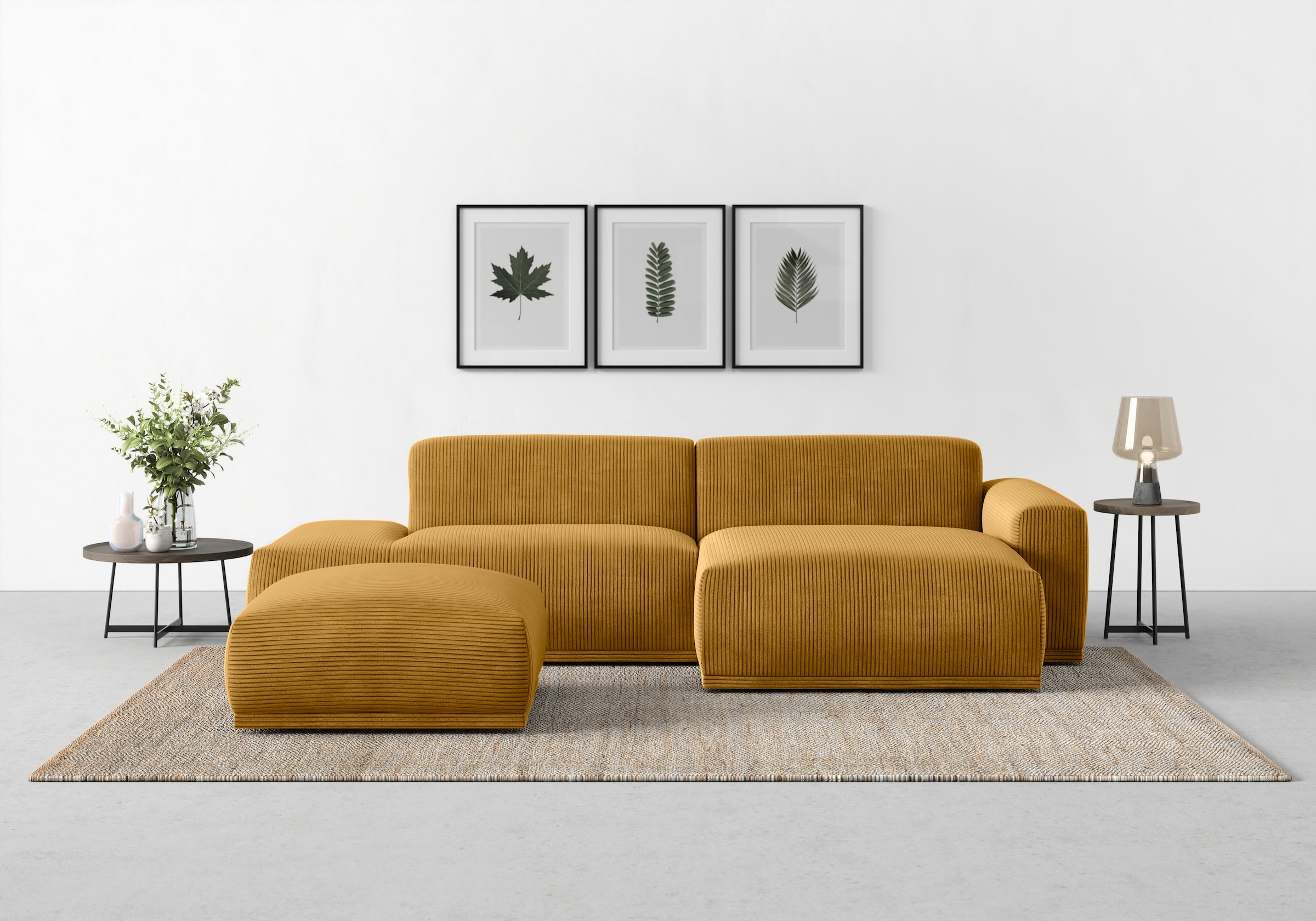 TRENDMANUFAKTUR Hocker »Braga, mit hochwertigem Kaltschaum, quadratisch, in Cord erhältlich«, (1 St.), moderner Polsterhocker, 85/42/85 cm (B/H/T)