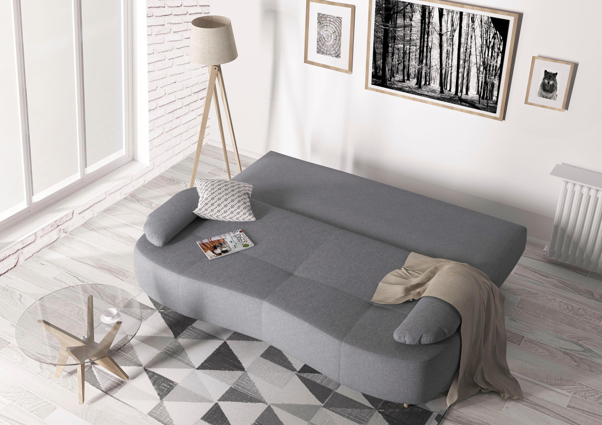 Home affaire Schlafsofa »Alina«, mit Bettfunktion und Bettkasten, Federkern, losen Kissen