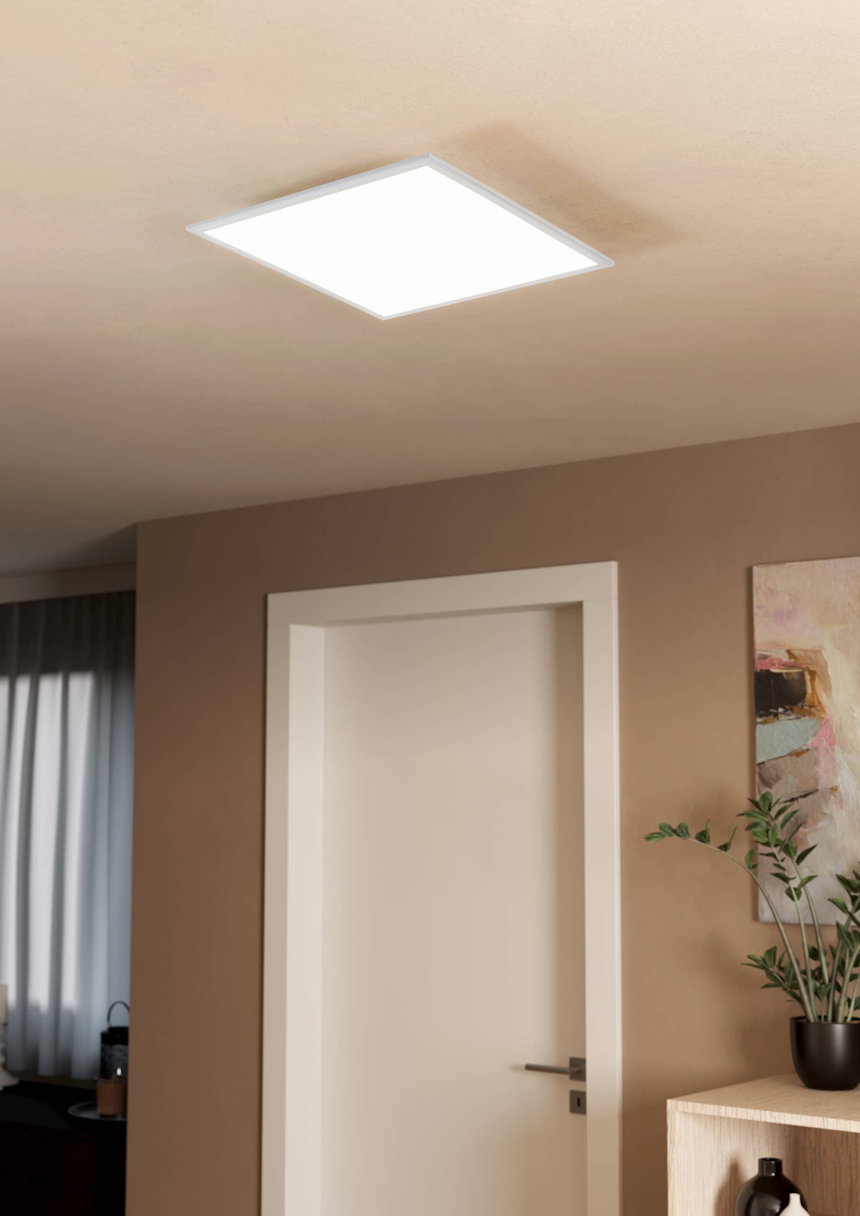 EGLO Deckenleuchte »Salobrena 1 Deckenlampe, Kunststoff und Aluminium, Aufbaulampe, Lampe« LED-Modul 1 Stk. Neutralweiß Deckenlampe, Wohnzimmerlampe, Küchenlampe, Bürolampe  Weiß, Flurlampe