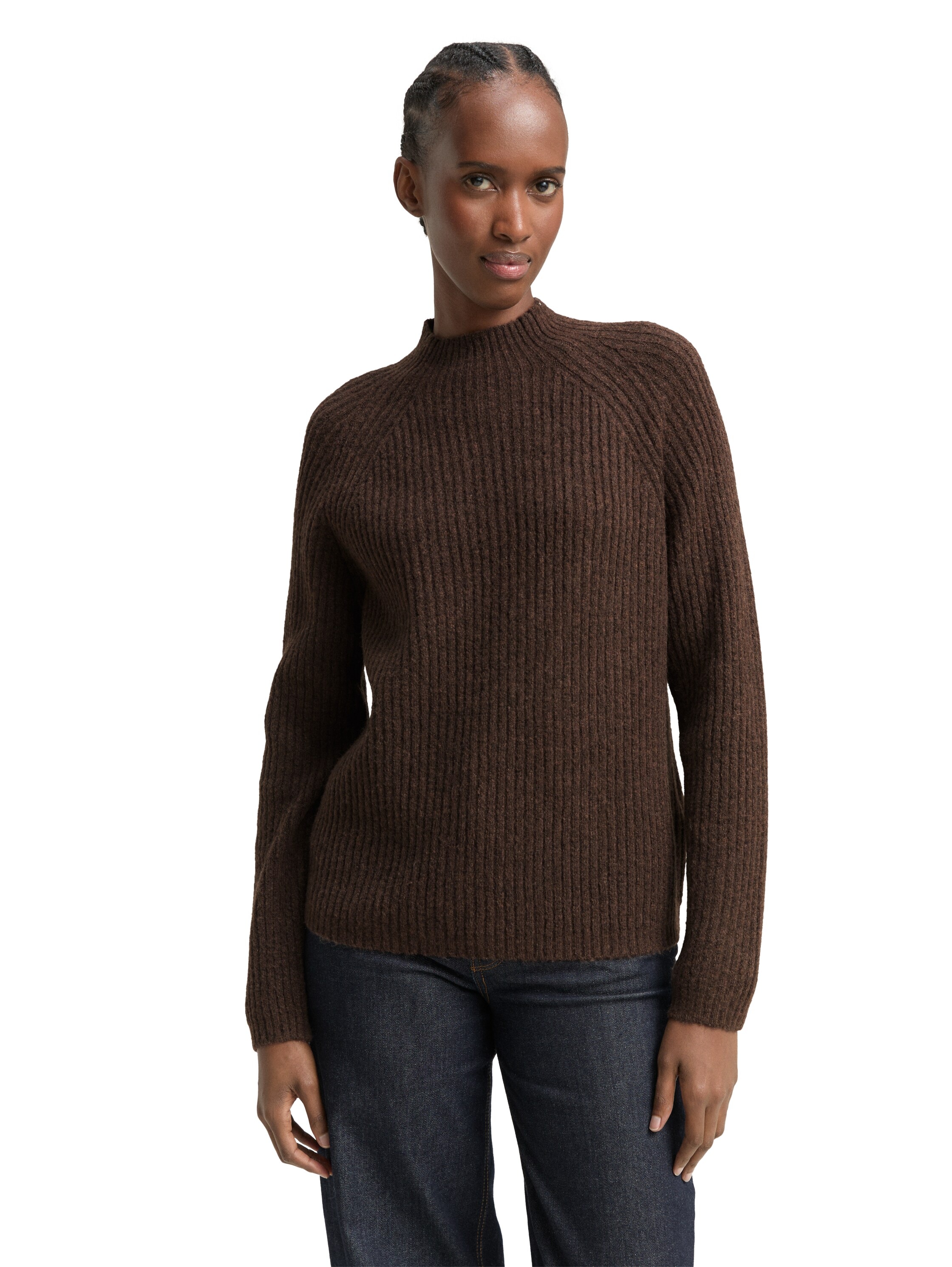 TOM TAILOR Denim Strickpullover mit Stehkragen