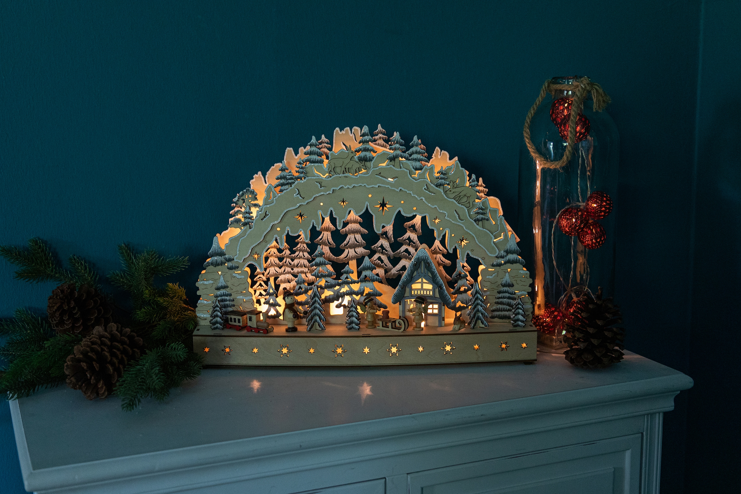 Myflair Möbel & Accessoires LED Schwibbogen »Weihnachtsdeko«, aus Holz, mit LED Beleuchtung, Höhe ca. 31 cm