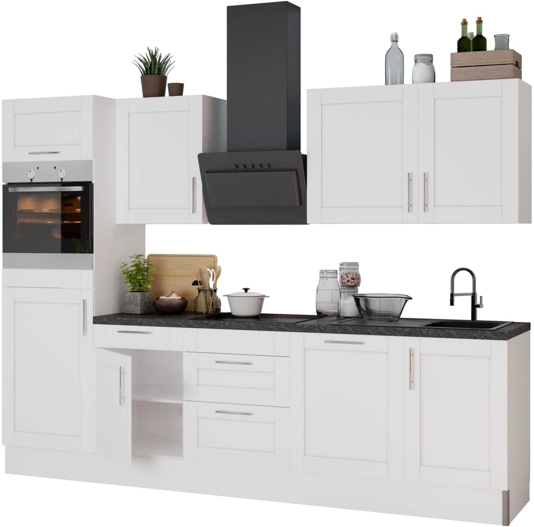 Küche »Ahus«, Breite 280 cm,wahlw. mit E-Geräten,Soft Close Funktion,MDF Fronten
