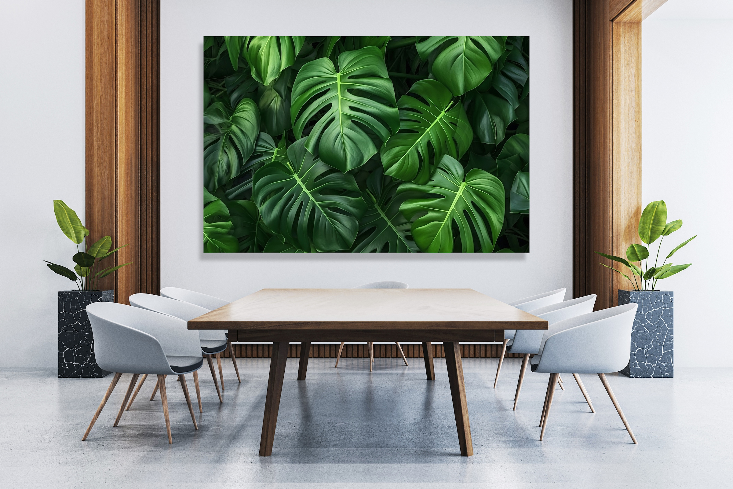 queence XXL-Wandbild "Akustikbild Monstera Blätter Pflanze" Blätter  Blätterbilder  Natur  Pflanzen  Pflanzenbilder 1 Stk. tlg. Einfache Akustiklösung ohne Baumaßnahme, Schalldämmung, Paneele
