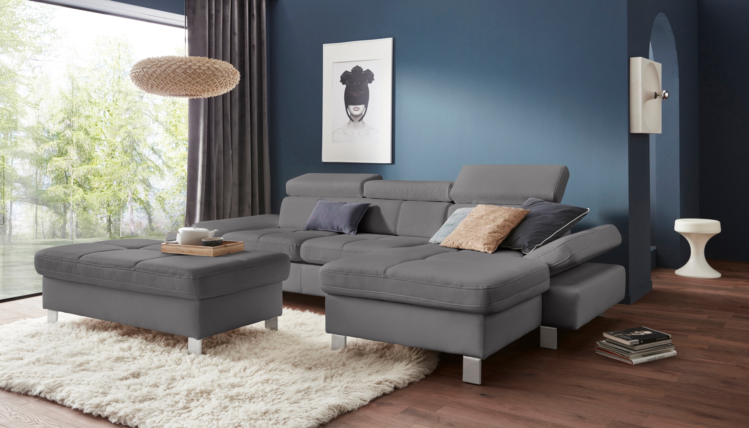 exxpo - sofa fashion Ecksofa »Fiji, hochwertige Detailverarbeitung im Sitz und Rücken, L-Form«, bequem durch Kopf- und Armteilverstellung, wahlweise mit Bettfunktion