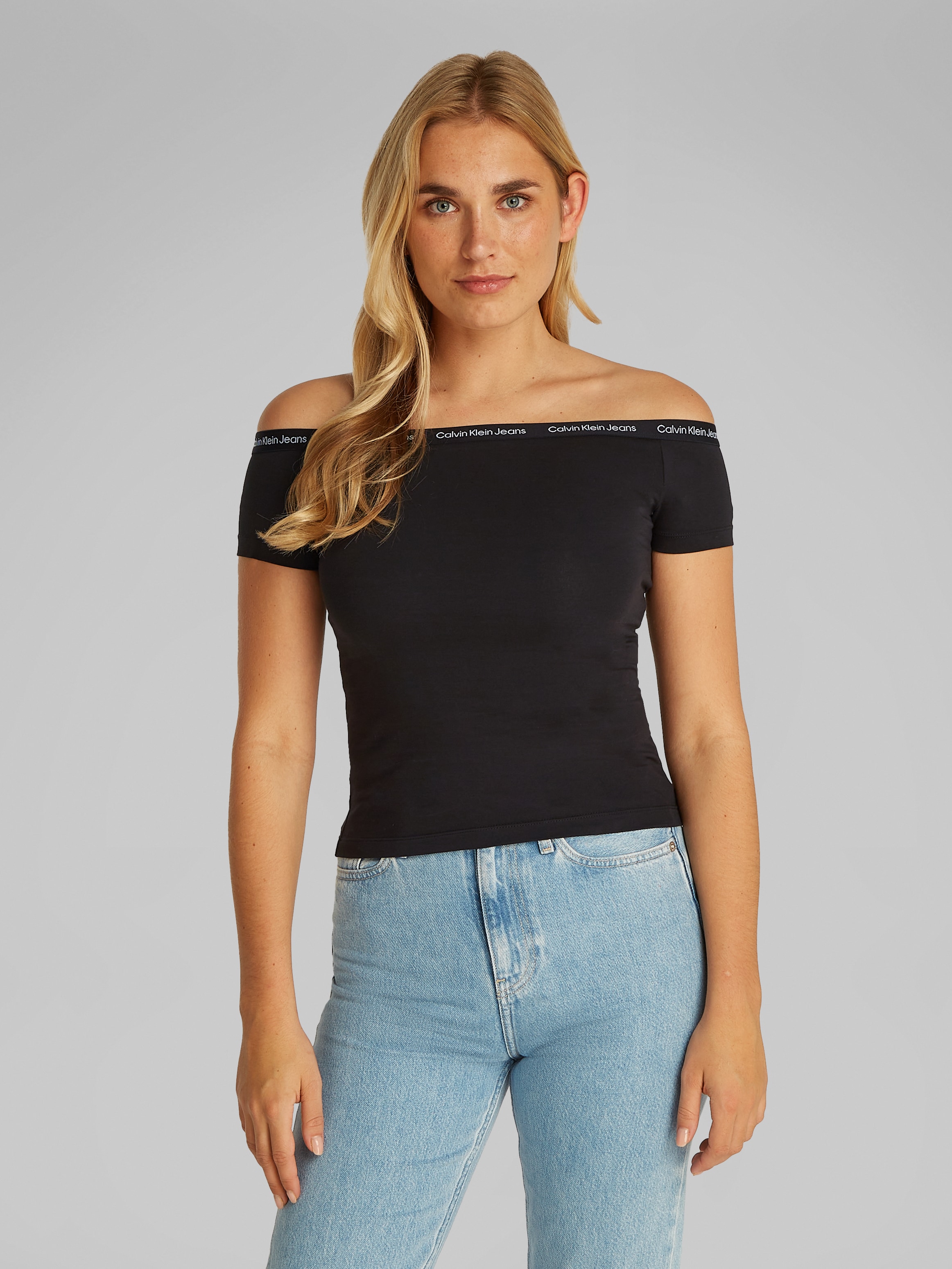 Calvin Klein Jeans T-Shirt »LOGO ELASTIC BARDOT TOP«, mit Logoschriftzug