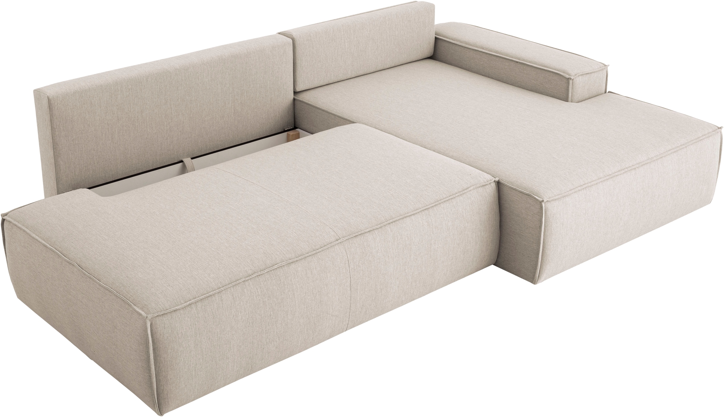 Home affaire Ecksofa »SHERWOOD, Schlafsofa in L-Form offen (275cm), Cord, Leinenoptik«, Schlaffunktion und Bettkasten, Kedernaht, hoher Sitz- & Liegekomfort
