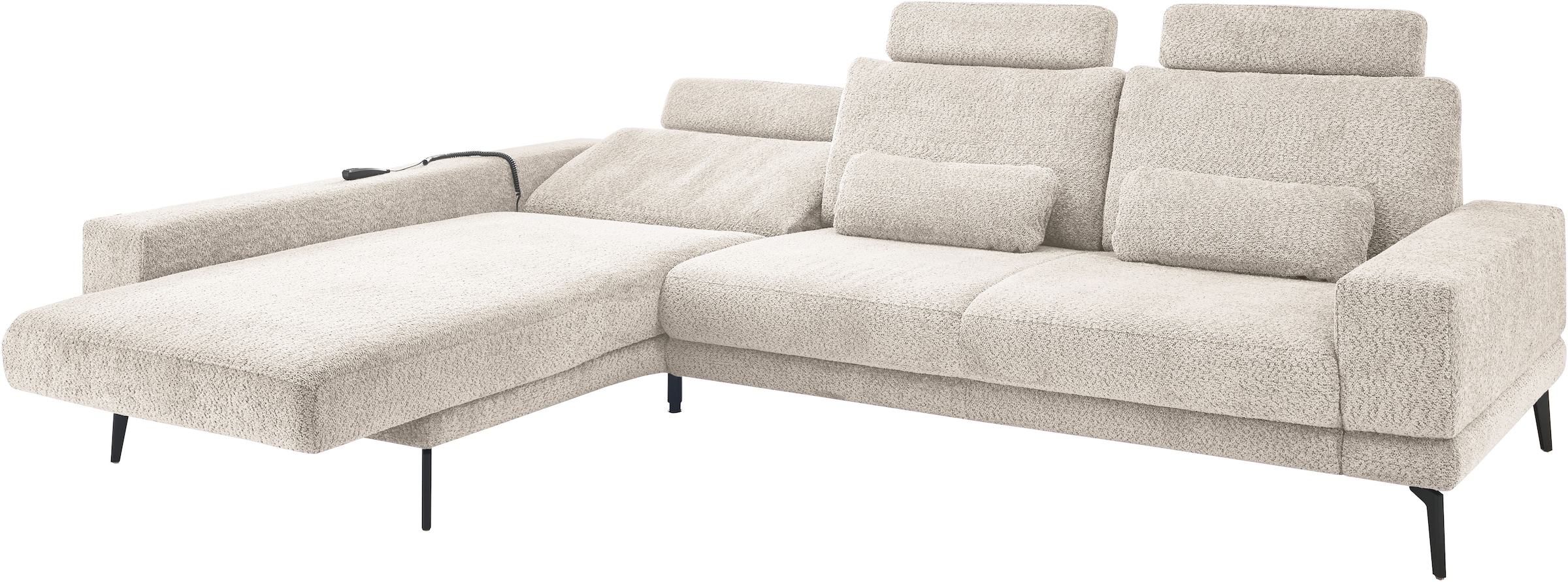 set one by Musterring Ecksofa »SO 3600, inkl motor. Sitztiefenverstellung, Kopfstützen, Nierenkissen«, Sitzhöhe 42 cm, Kaltschaum, Breite 293 x Tiefe 180 cm, Kama sand