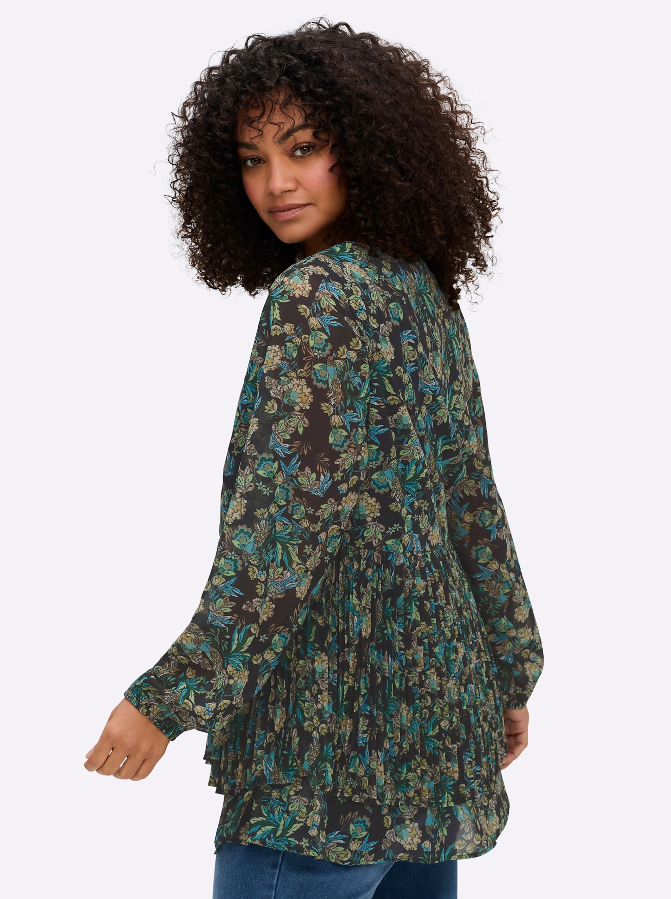 sheego by Joe Browns Longbluse »Tunika Tunika aus Chiffon, mit Plisseefalten«
