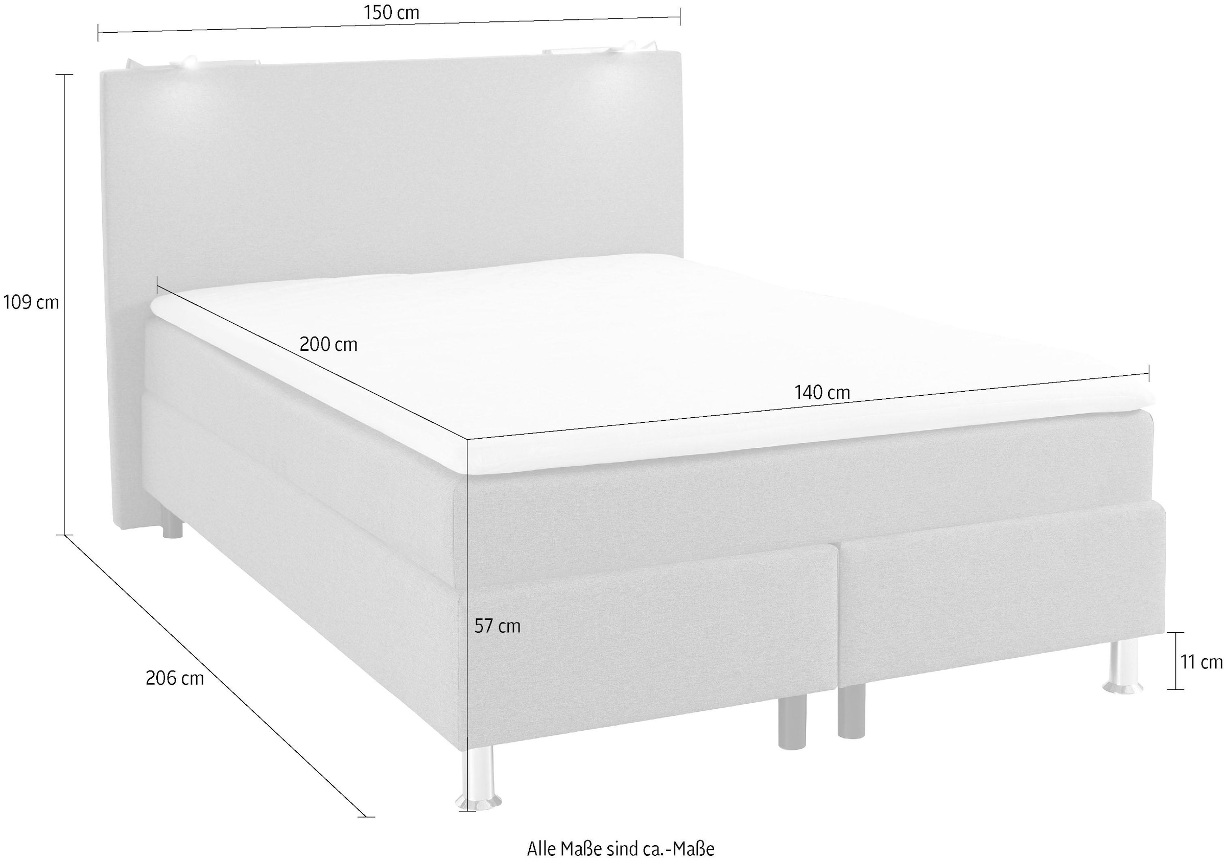 COLLECTION AB Boxspringbett, inkl. LED-Beleuchtung und Topper