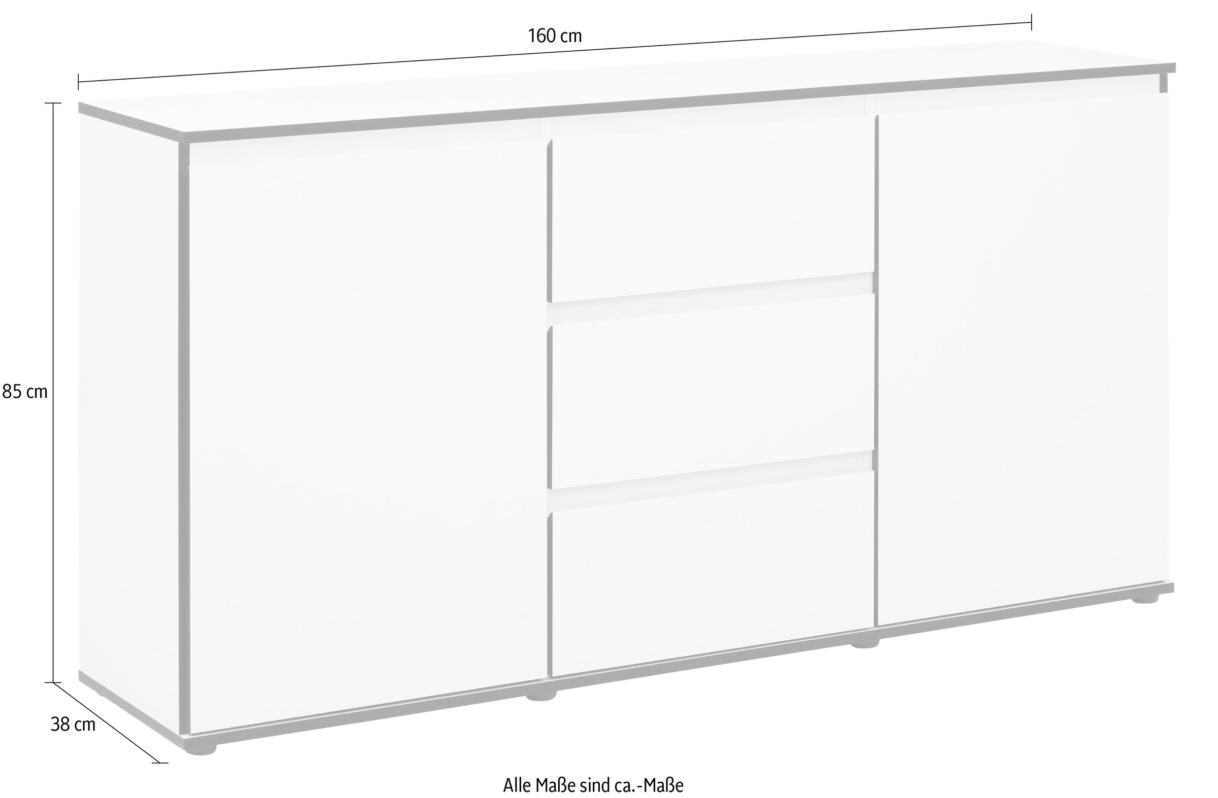 HELA Sideboard »Ariana«, mit angeschrägten Griffmulden, Breite 160 cm