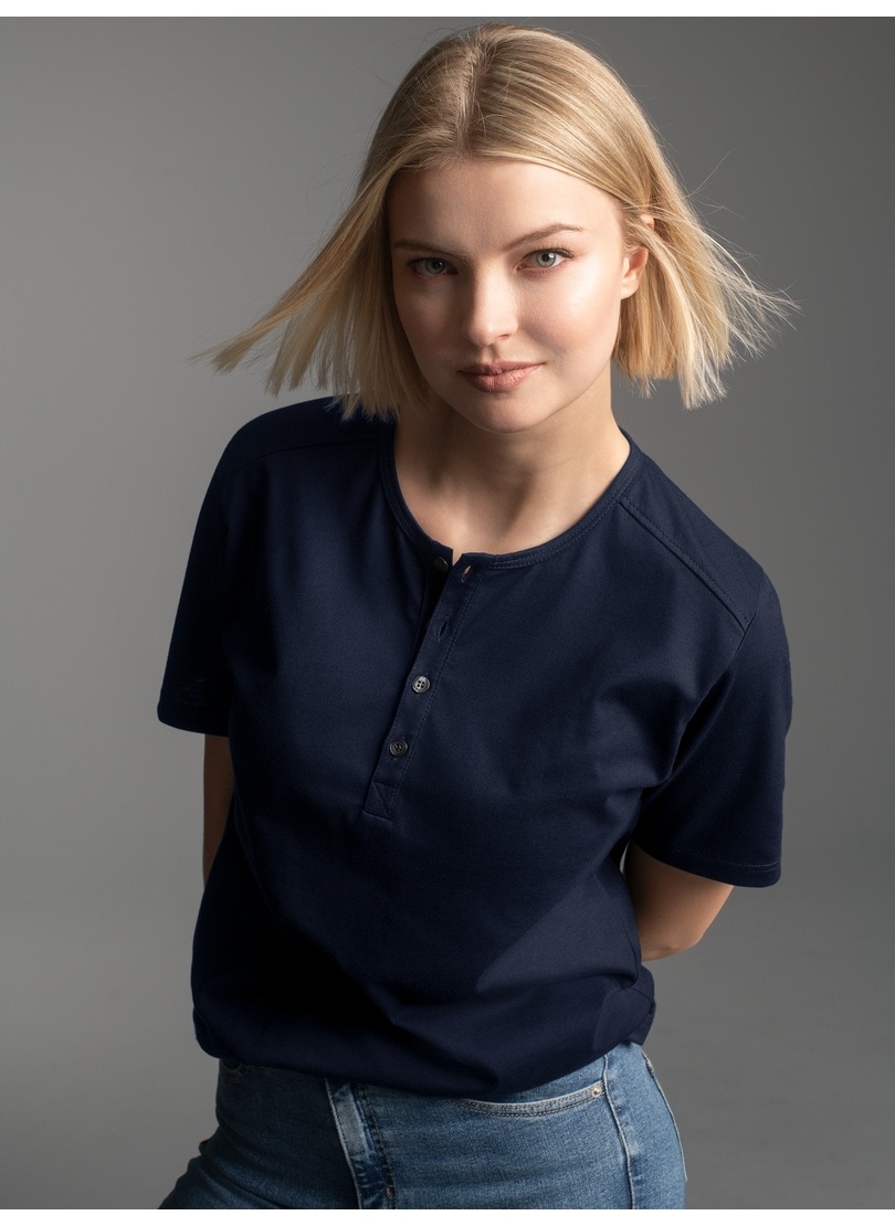 Trigema T-Shirt »TRIGEMA T-Shirt mit Knopfleiste DELUXE Baumwolle« 1 Stk.
