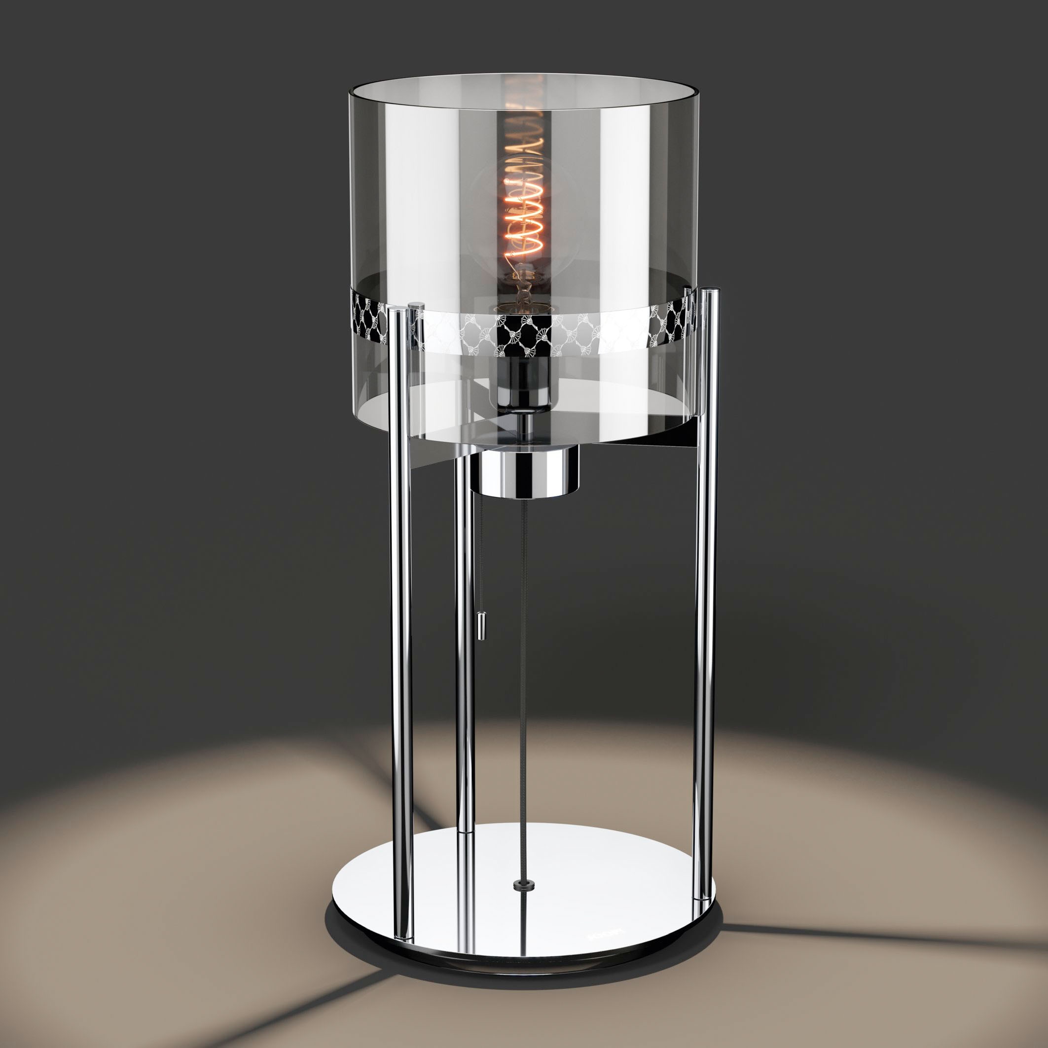 JOOP! Tischleuchte »ROUND LIGHTS«, Leuchtmittel E27 | ohne Leuchtmittel, mit rundem Fumé-Glasschirm und eingelassenem Metall-Dekorband