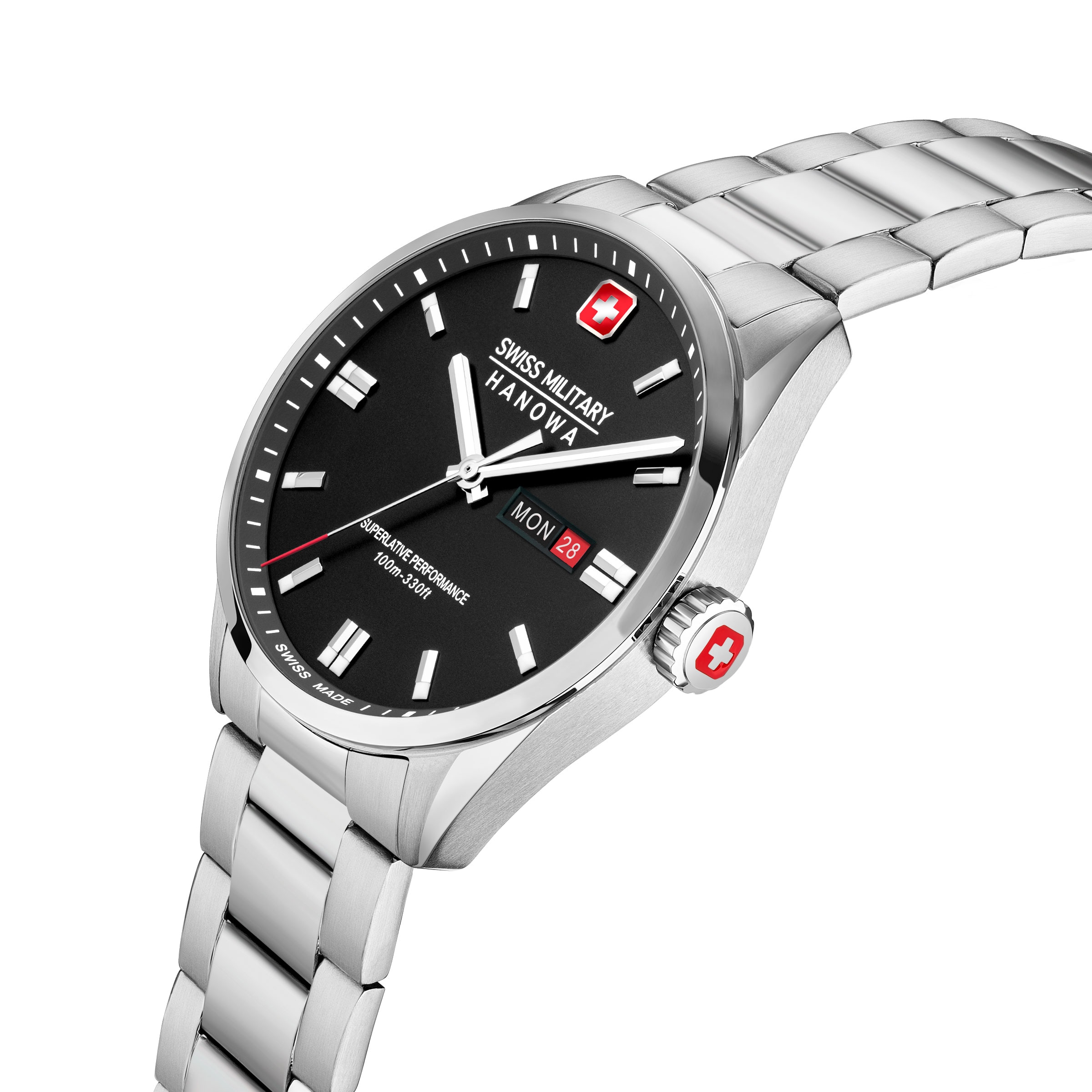 Swiss Military Hanowa Quarzuhr »Roadrunner Maxed« Armbanduhr, Herrenuhr, Swiss Made, Edelstahlarmband, analog
