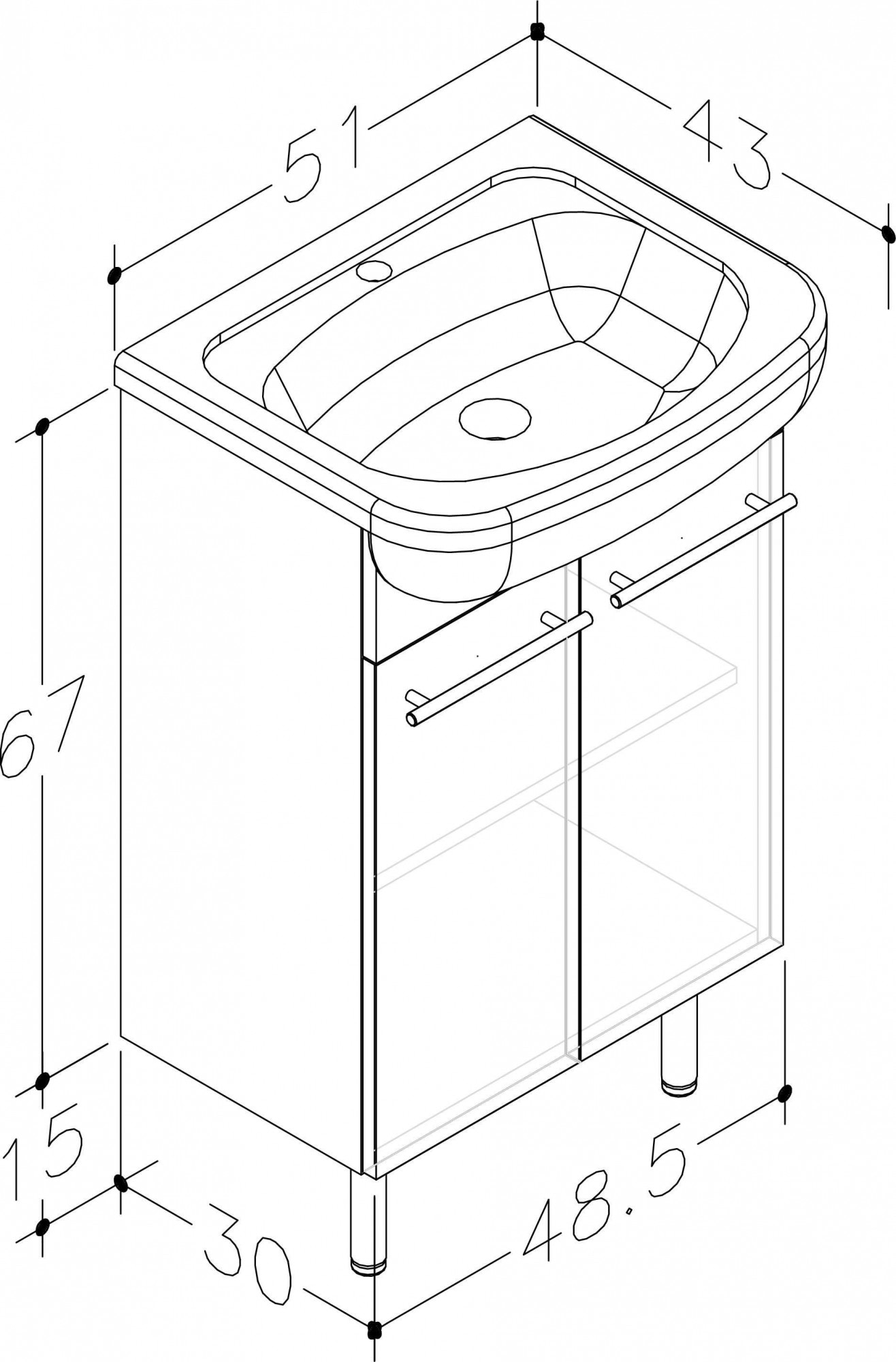 welltime Badezimmer-Set »Quadro«, (Komplett-Set, 2 St., Spiegel, Waschtisch incl. Waschbecken), 2 in1, bestehend aus Waschtisch und Spiegel mit Ablage