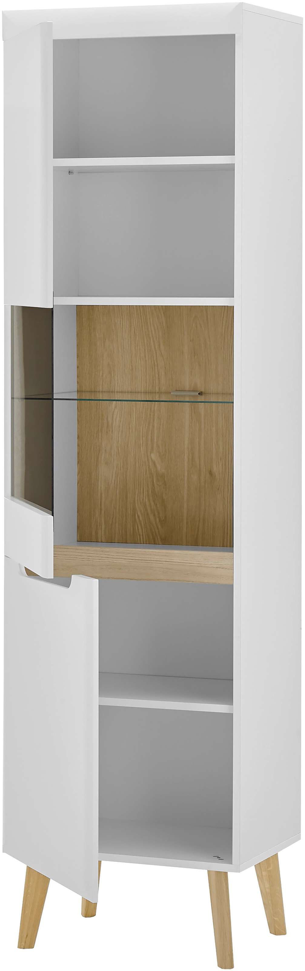 INOSIGN Vitrine »Torge, Hochschrank, Glasvitrine, Standvitrine, Vitrinenschrank«, (1 St.), in drei verschiedenen Farben verfügbar, Glastür & -boden, 53 cm breit