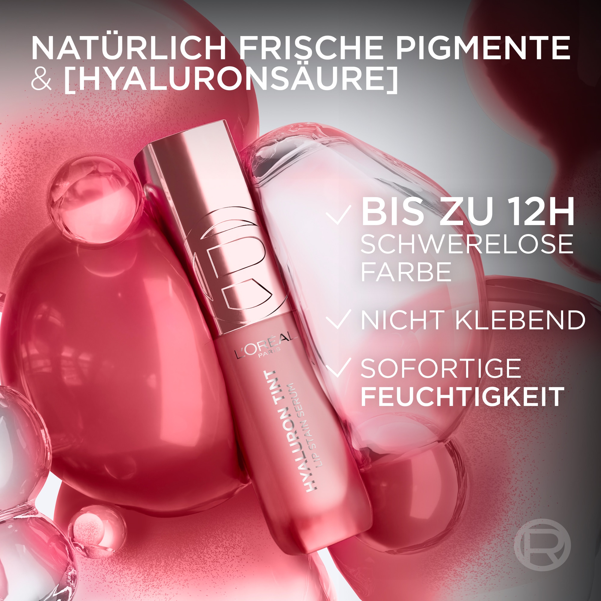 L'ORÉAL PARIS Lipgloss »L'Oréal Paris Hyaluron Tint Lip Stain Serum« mit flüssiger Textur, feuchtigkeitsspendende Formel