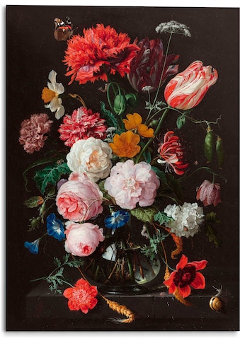 Holzbild »Stilleben Blumen in Vase Jan Davidsz de Heem«, (1 St.)