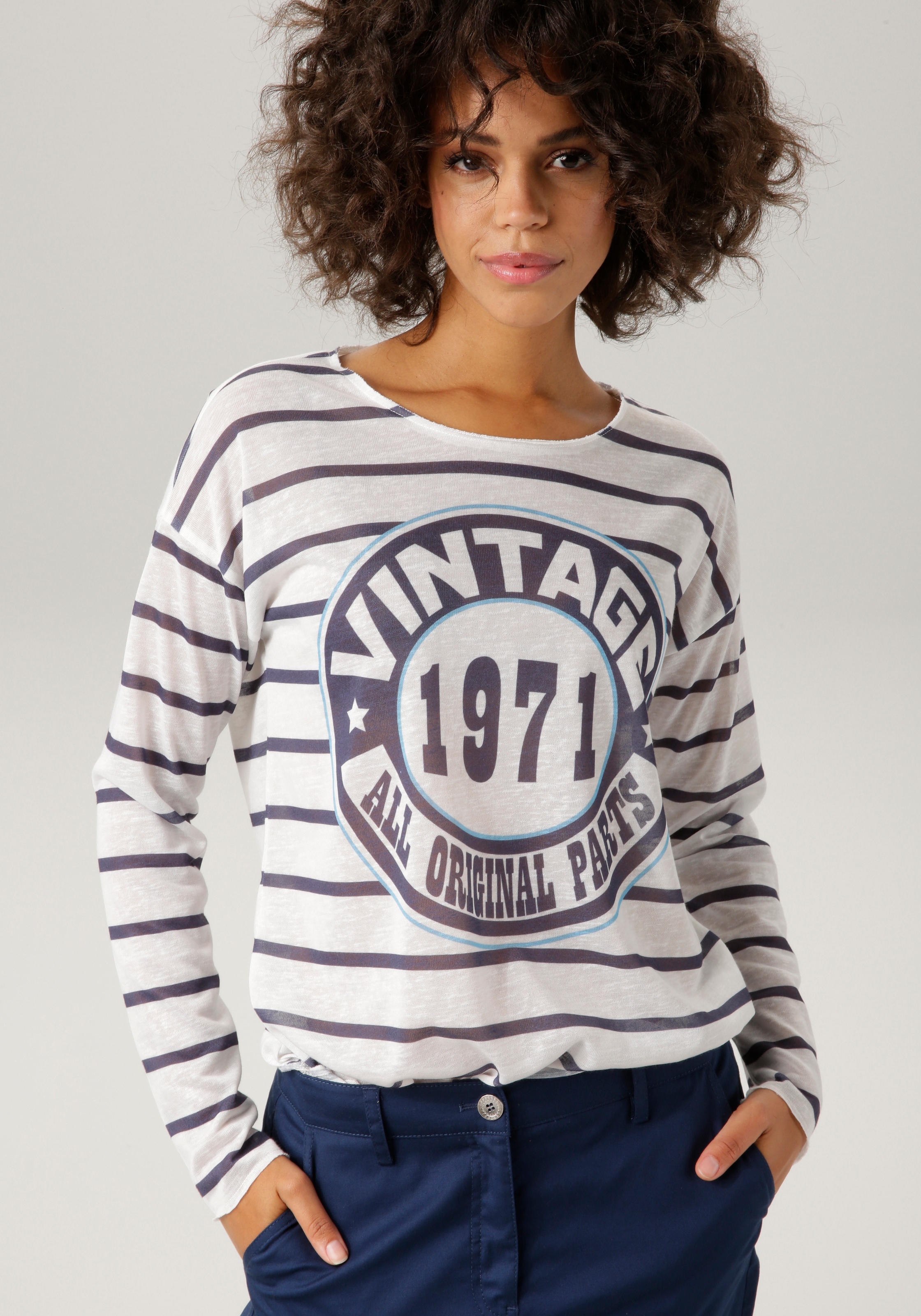 Aniston CASUAL Langarmshirt, im Streifen-Dessin mit \