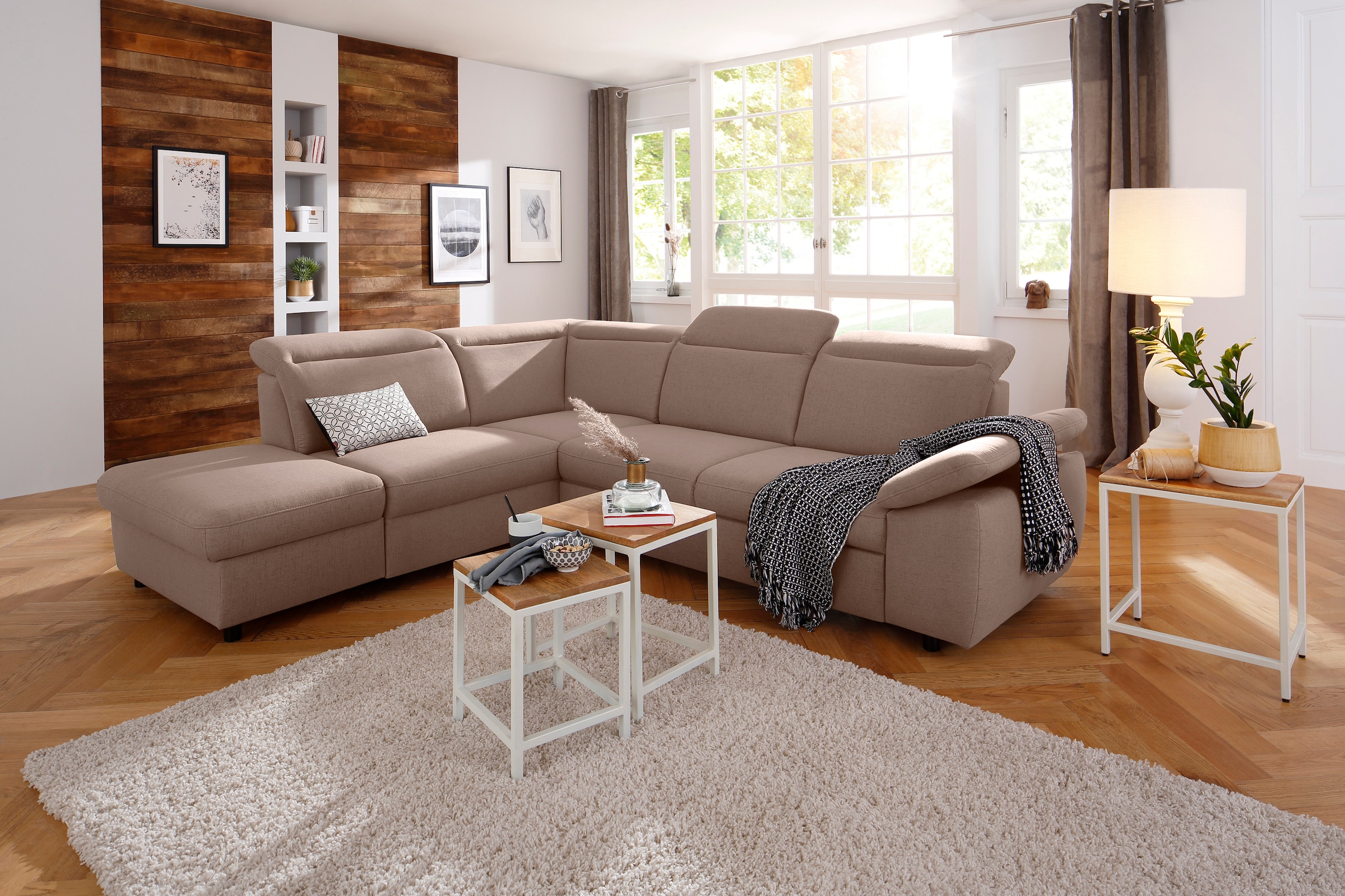 Home affaire Ecksofa »Mauritius L-Form« mit Ottomane, mit Kopfteil- und Armlehnverstellung