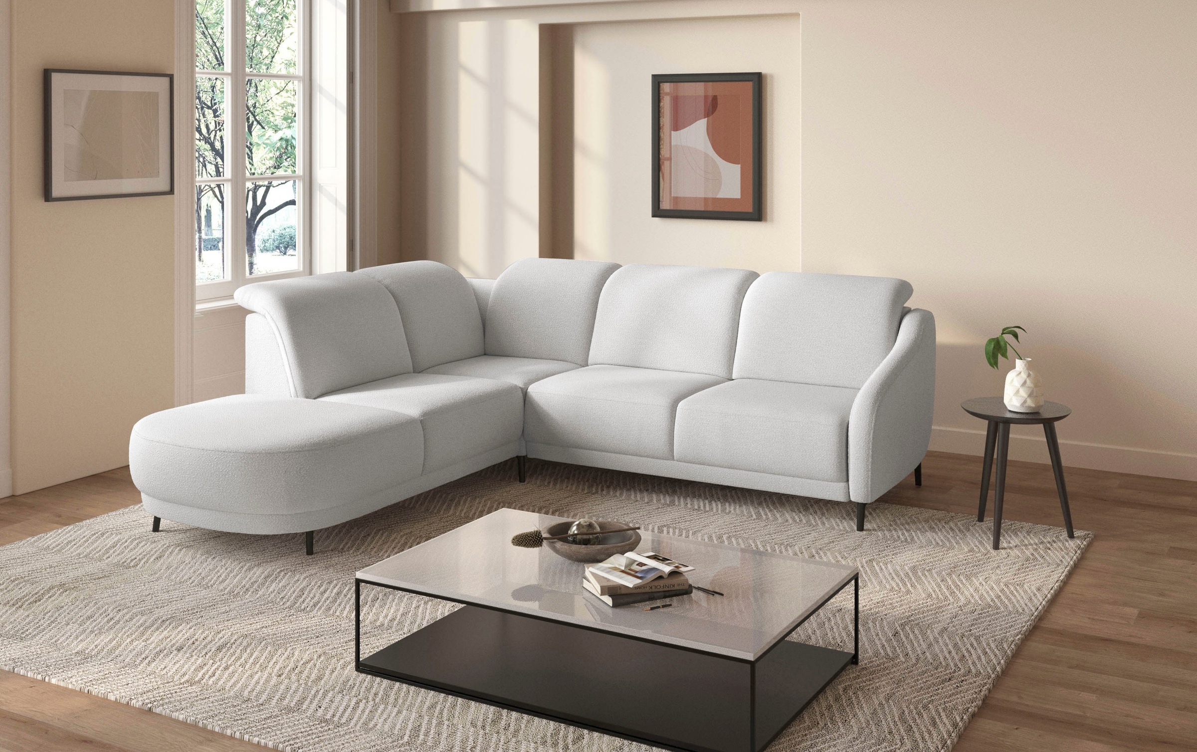 sit&more Ecksofa »Blues L-Form«, wahlweise mit Klapptisch und USB