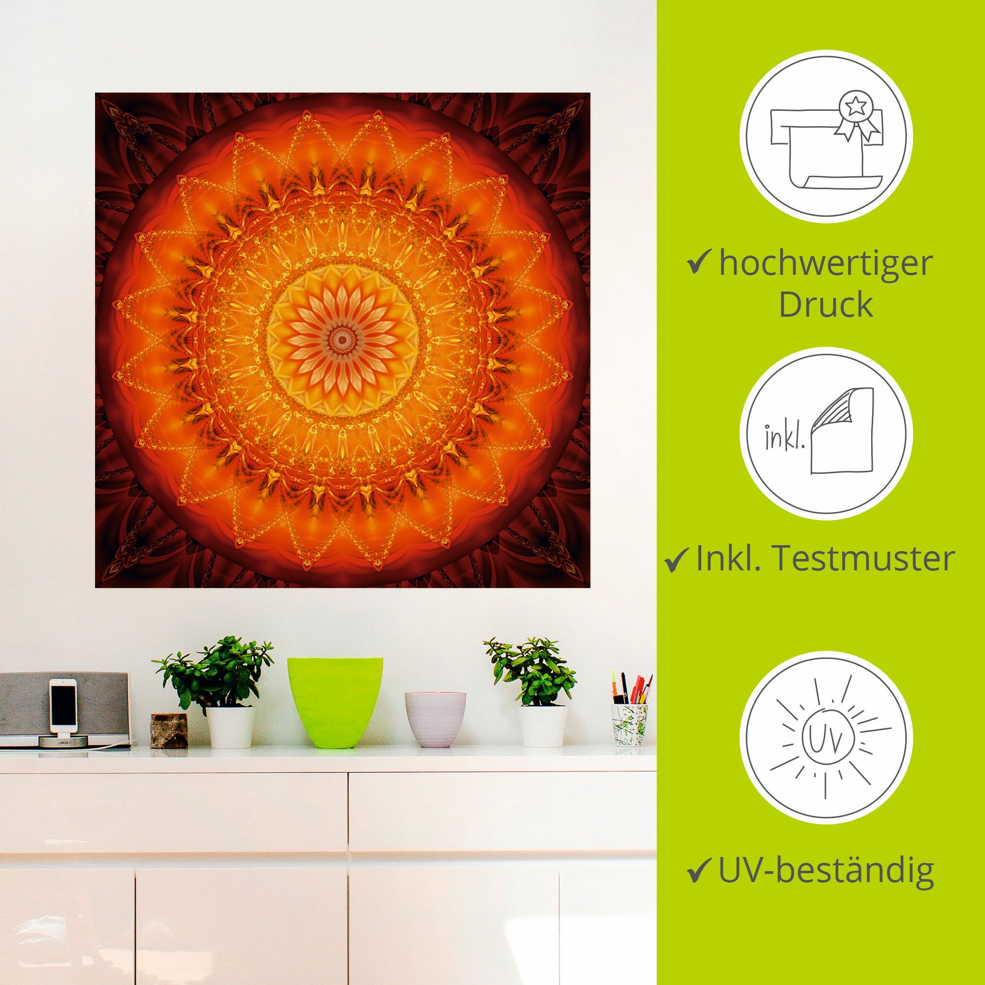 Artland Wandbild »Mandala Energie 1«, Muster, (1 St.), als Leinwandbild, Poster, Wandaufkleber in verschied. Größen