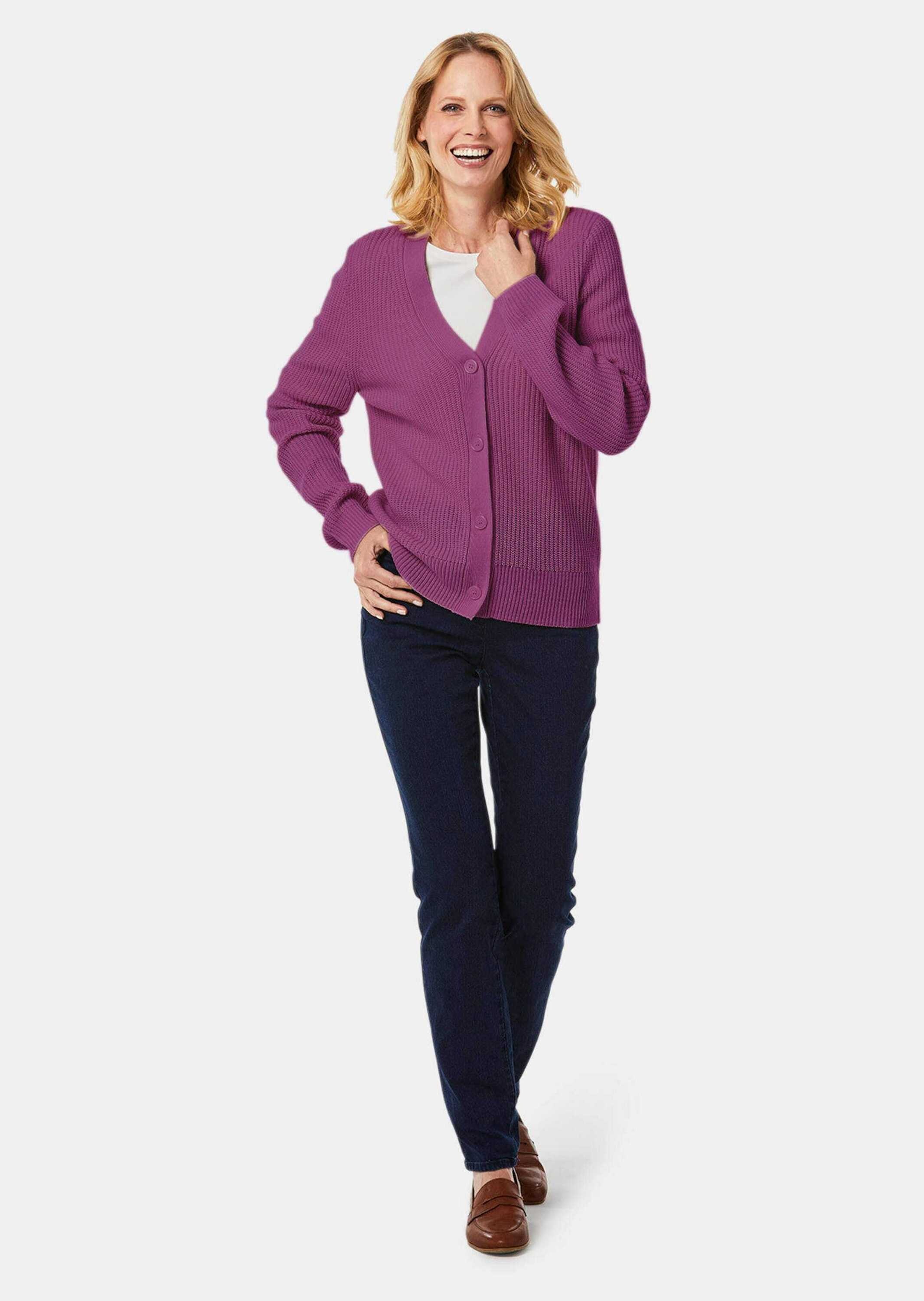 GOLDNER Strickjacke »Elegante Strickjacke mit V-Ausschnitt« Hochwertige Strickminderungen
