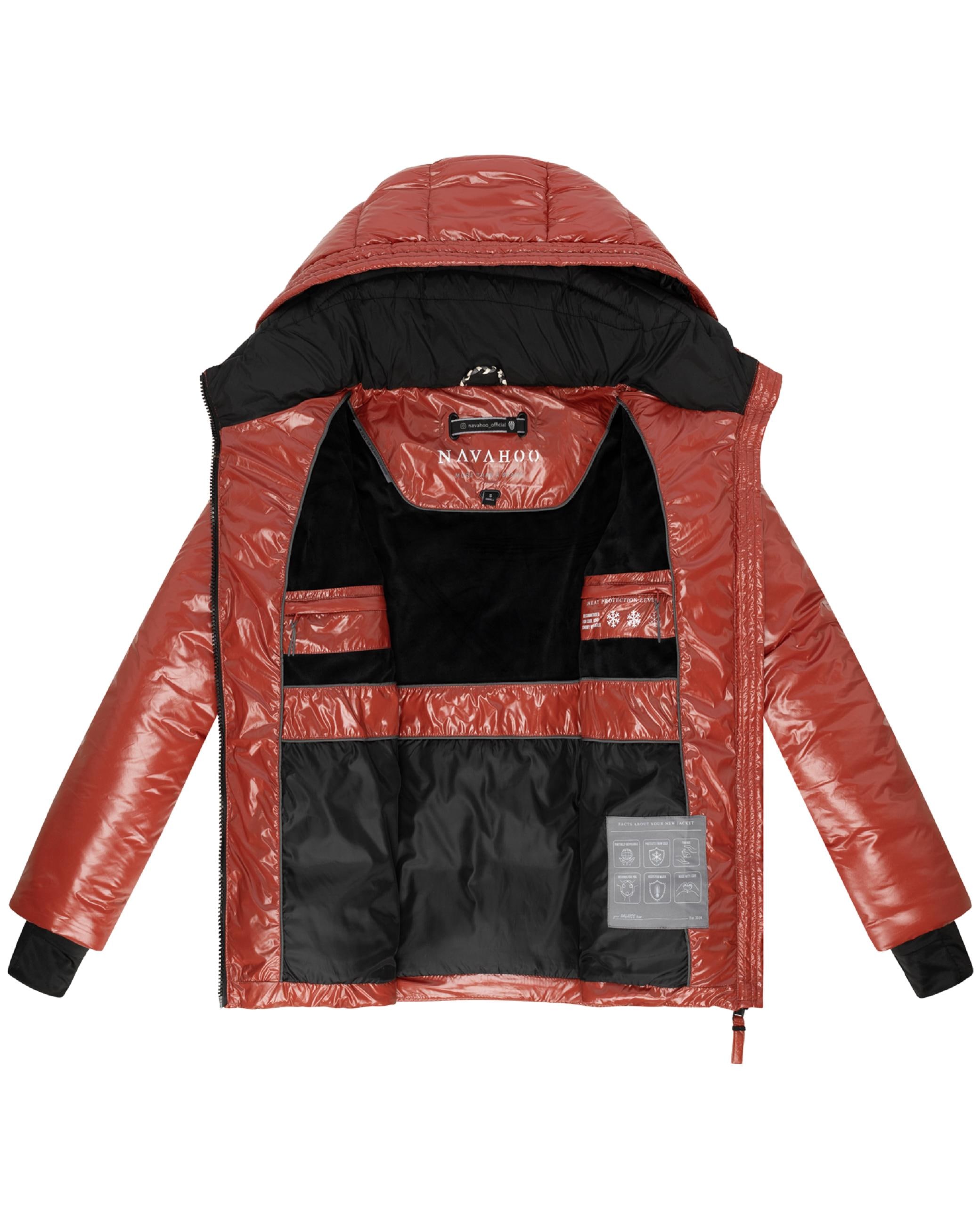 Navahoo Steppjacke »Steppjacke Eisglanz 14« mit Kapuze Glänzende Damen Winterjacke mit Taillengürtel