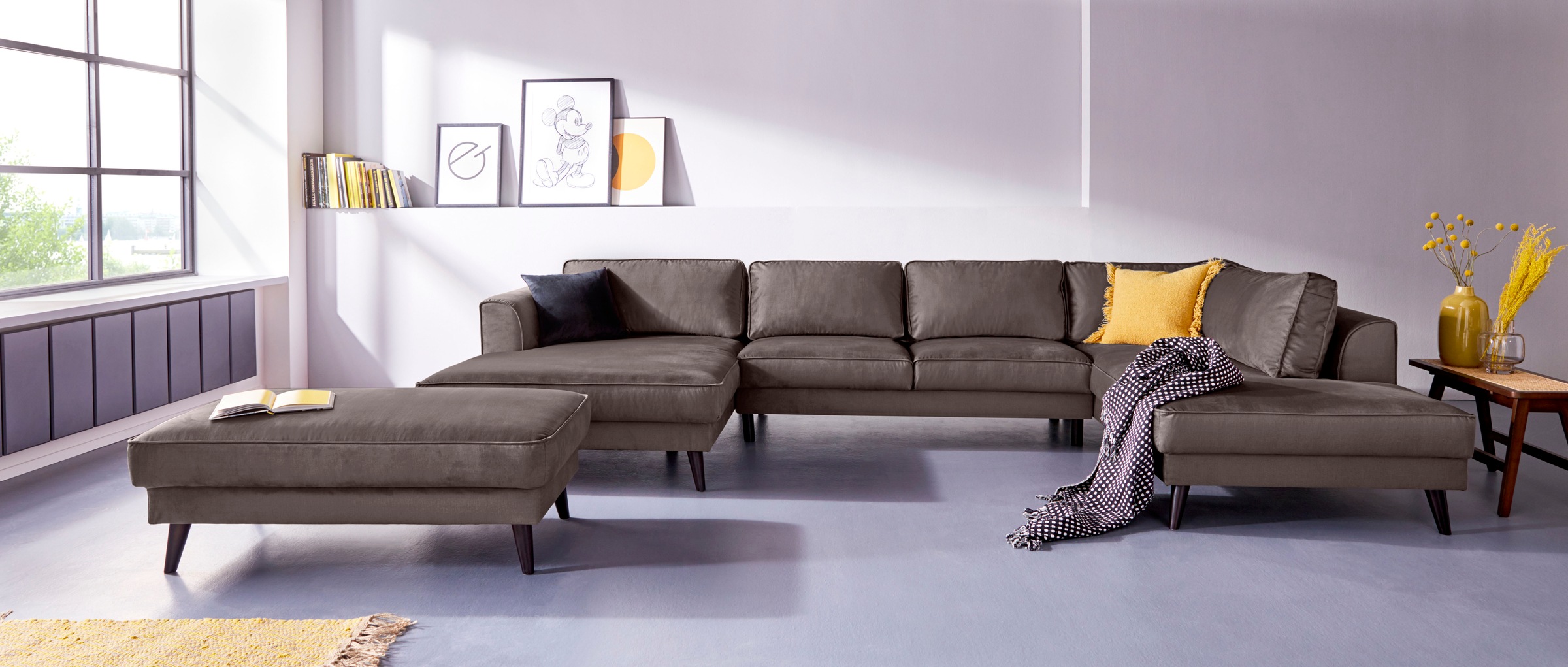 INOSIGN Wohnlandschaft »Lumber Jack, viel Platz, bequem, Breite 354cm, hoher Fuß, U-Form«, in moderner Optik