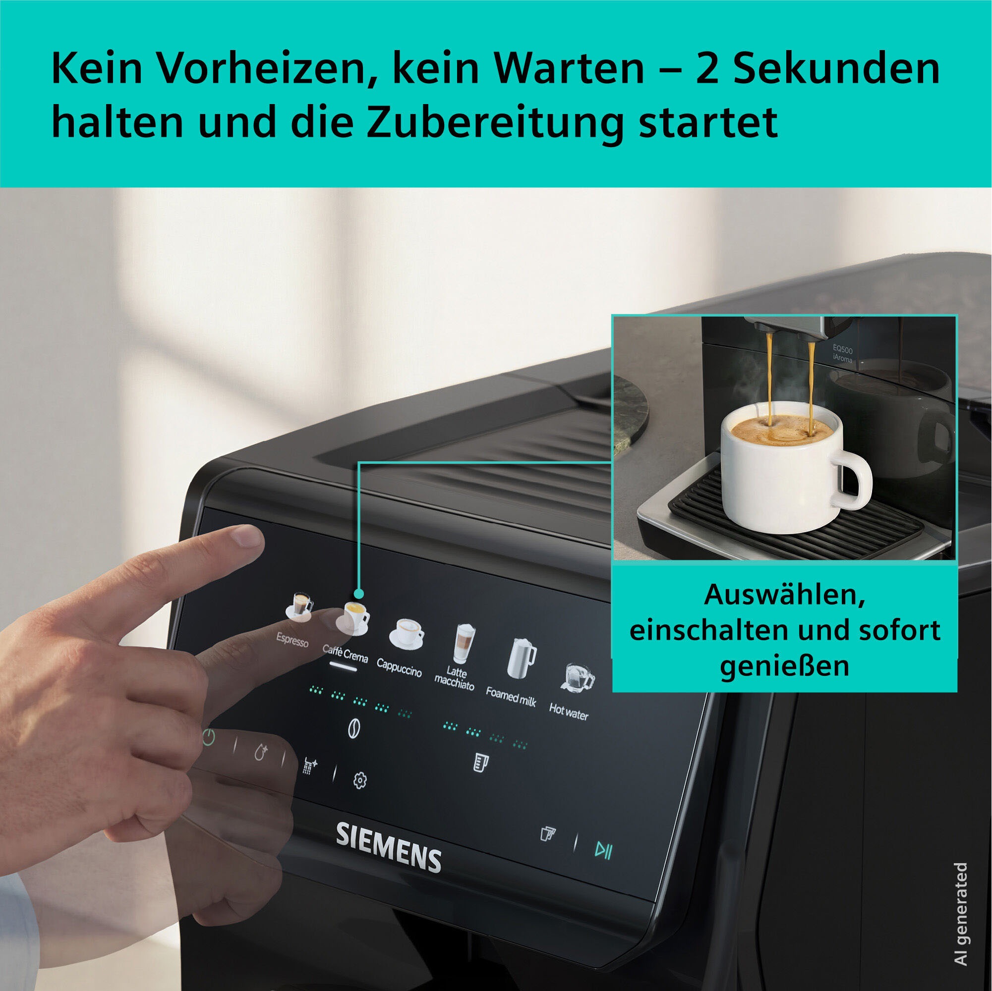 SIEMENS Kaffeevollautomat »EQ500 TP551E07, Doppeltassenfunktion, 6 Getränke, einfache Reinigung« mit Milchschlauch, Keramikmahlwerk, entnehmbare Brüheinheit, Schwarz