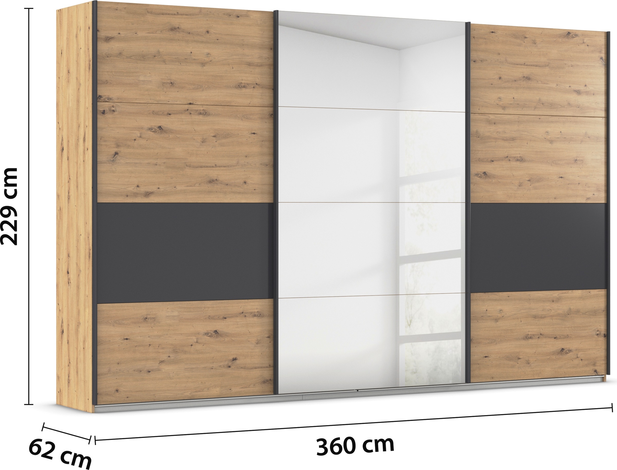 rauch Schwebetürenschrank »Schwebetürenschrank Kleiderschrank Schrank Garderobe CORTONA«, inkl. Inneneinteilung, 2 Stoffboxen und zusätzlichen Einlegeböden